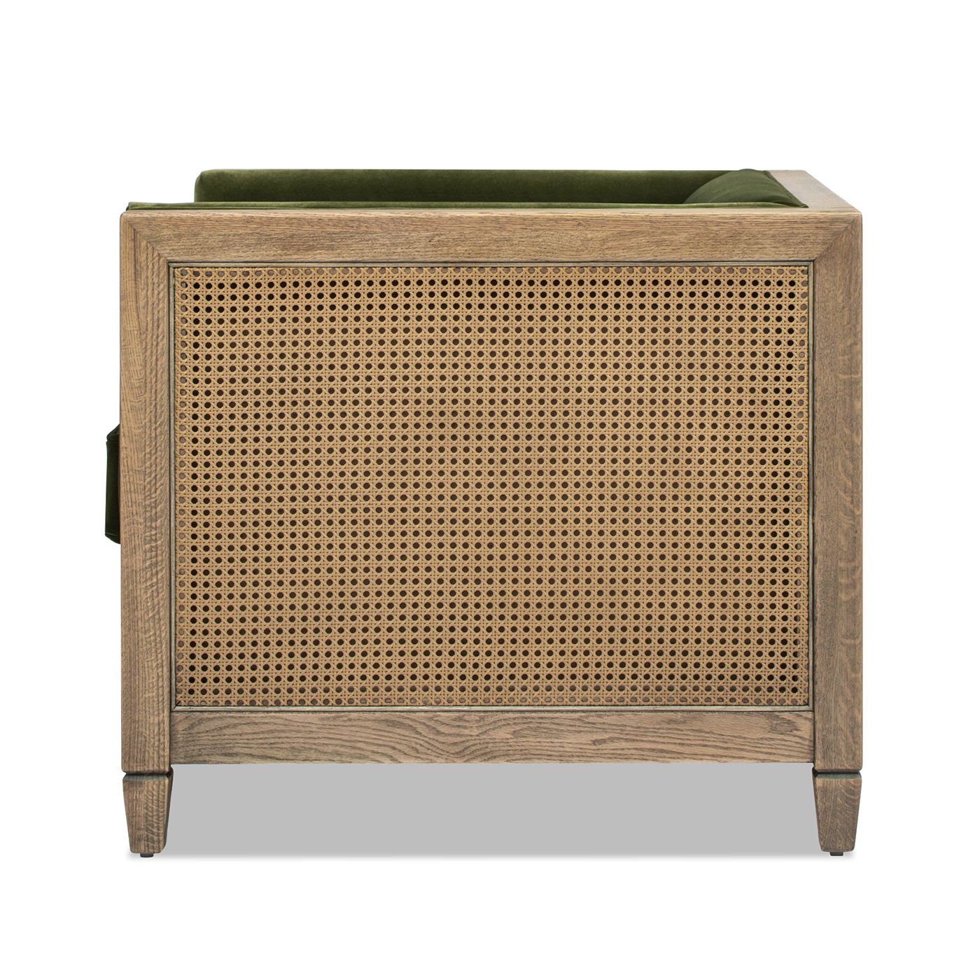 Georgia - Cane Tuxedo Armchair - Olive Green