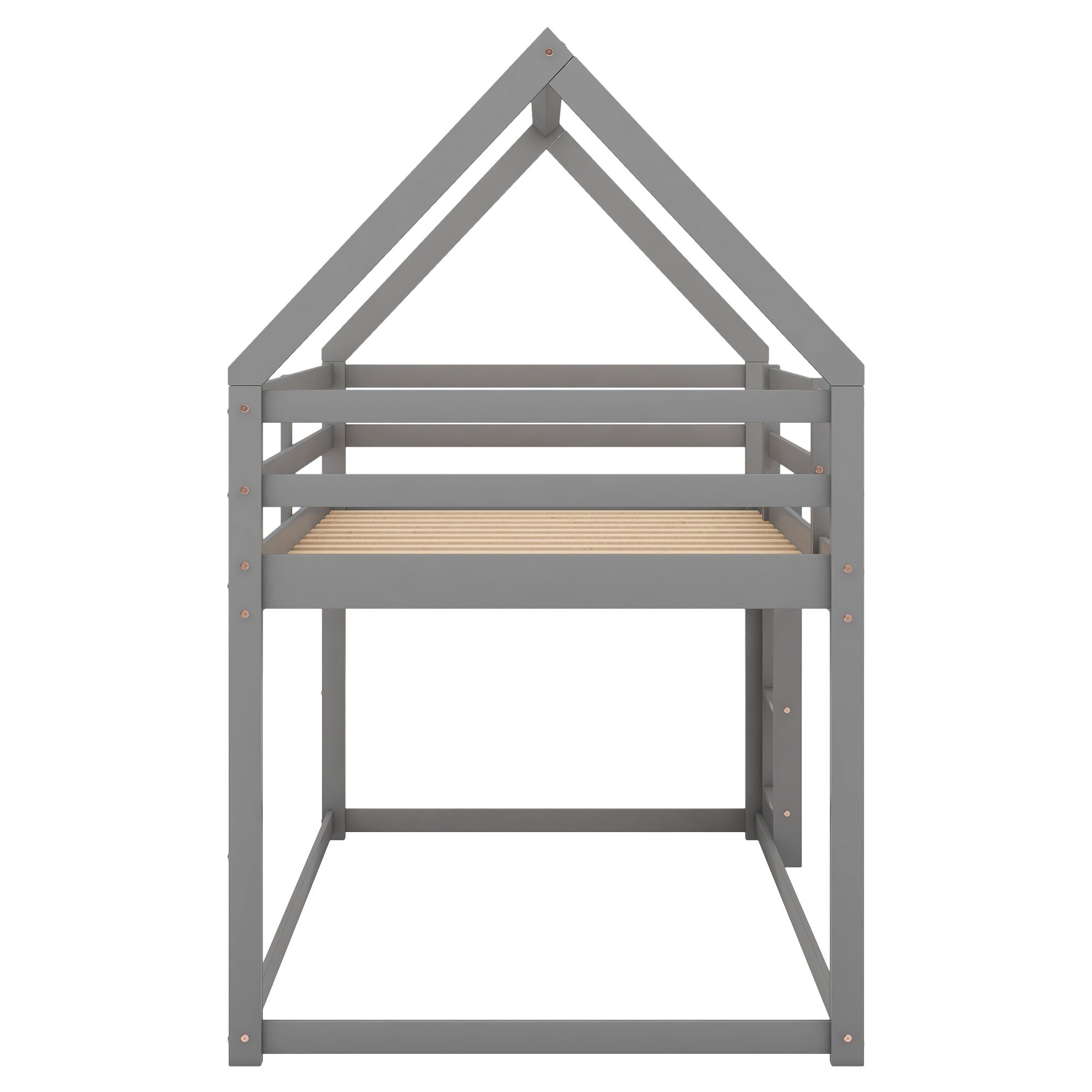 Low Bunk Bed With House Shaped Frame And Ladder