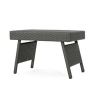Outdoor Wicker Table With Rectangular Tabletop - Gray