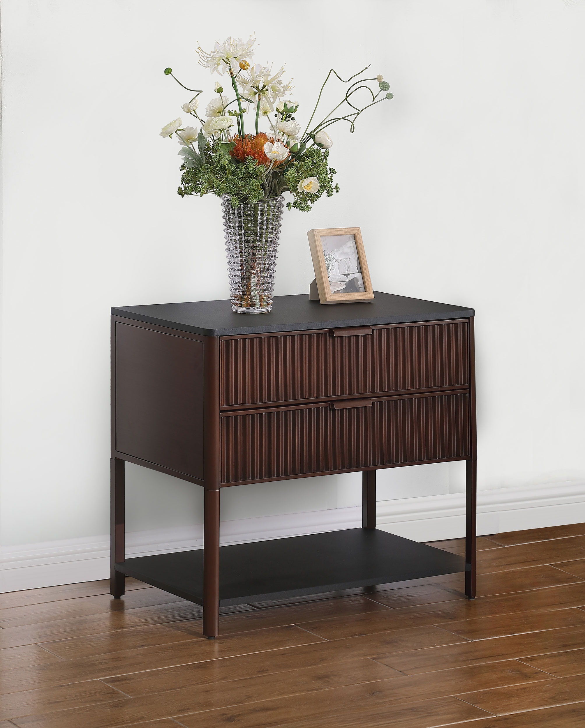 Coaster Fine Furniture Zimmerlee - 2-Drawer Side Table with Shelf - Rust Brown | Meri Furniture