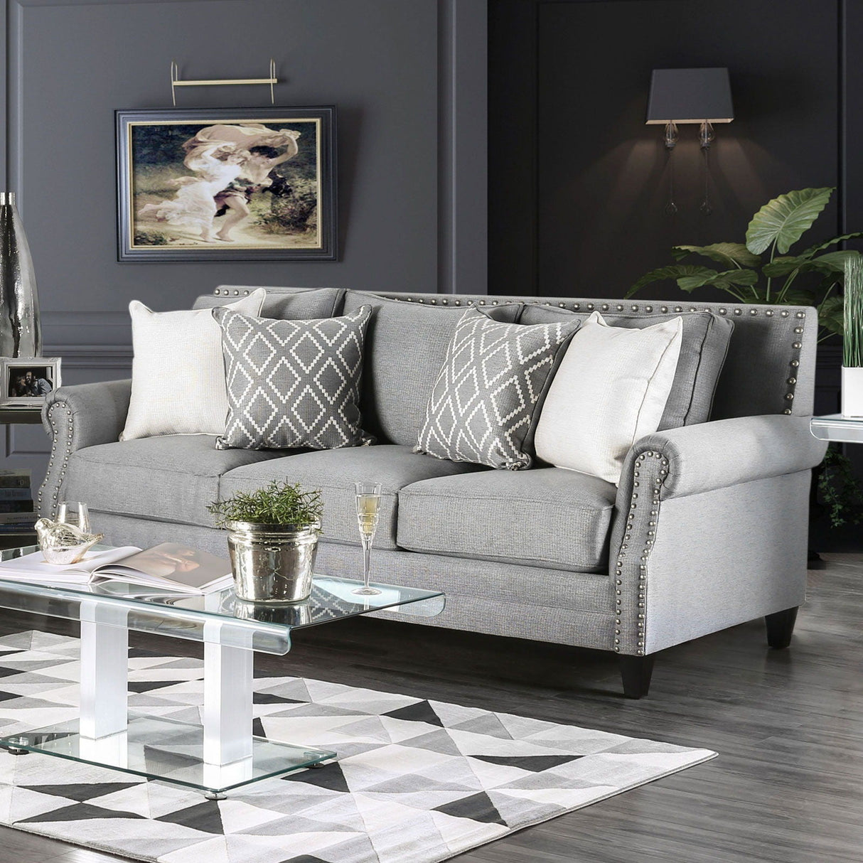 Furniture of America Giovanni - Sofa - Gray | Meri Furniture