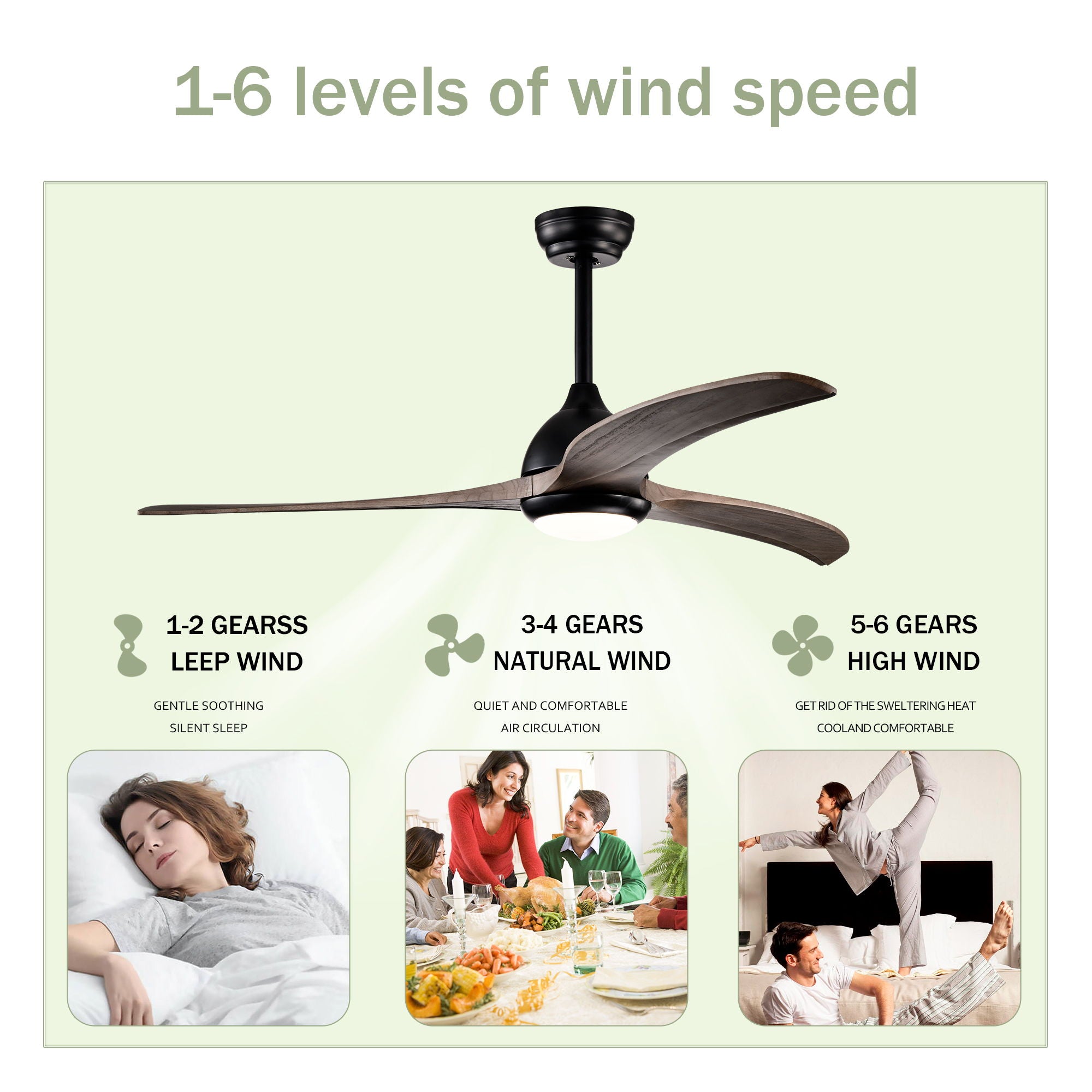 Indoor Outdoor Ceiling Fan With Light With Remote Control, Noiseless Reversible Motor, 6 Speed, 3 Color
