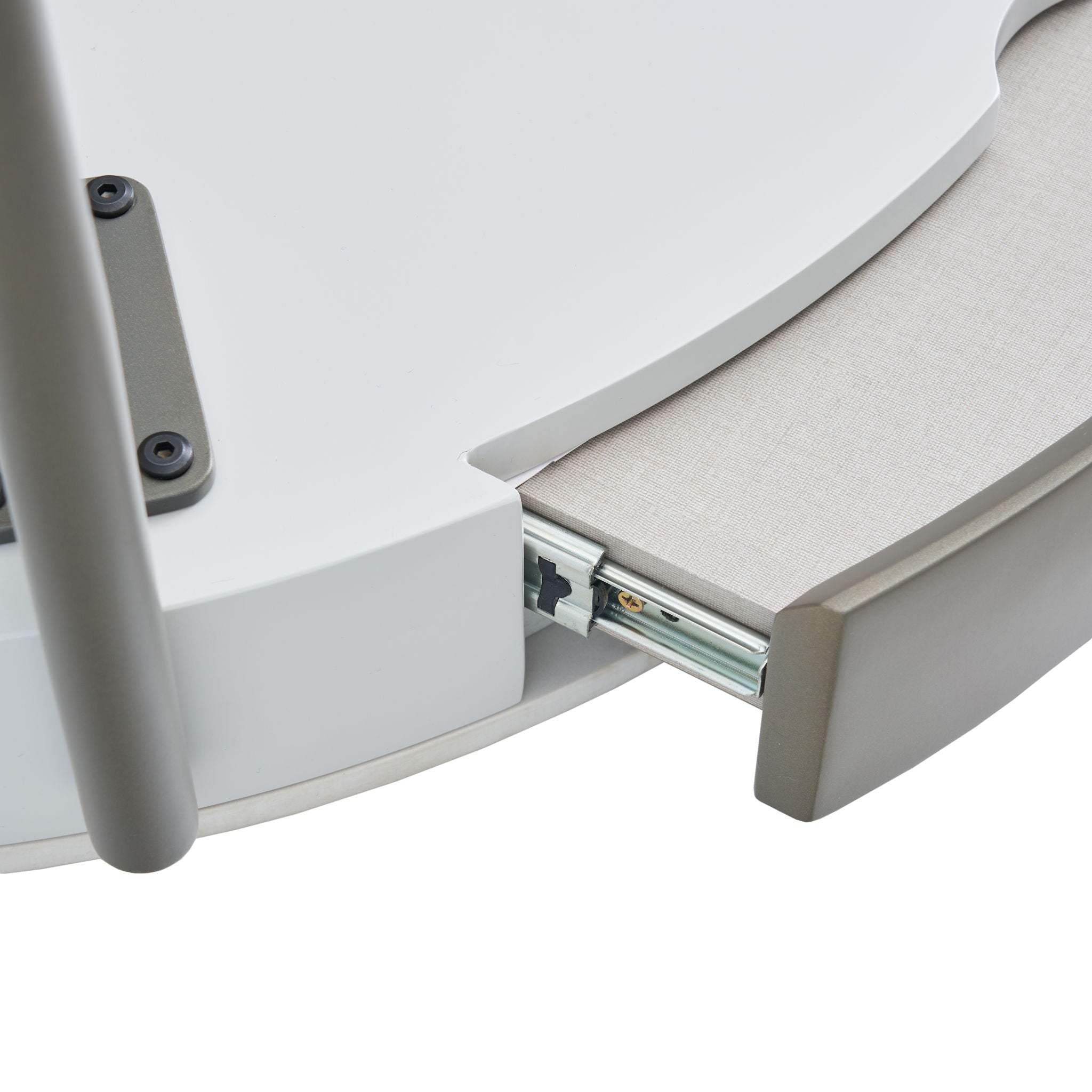 Modern Round Coffee Table With Storage Drawers Handcrafted Ceramic Inlay Tabletop 2 Tone Wood Legs Scandinavian Living Room Center Table - White / Gray