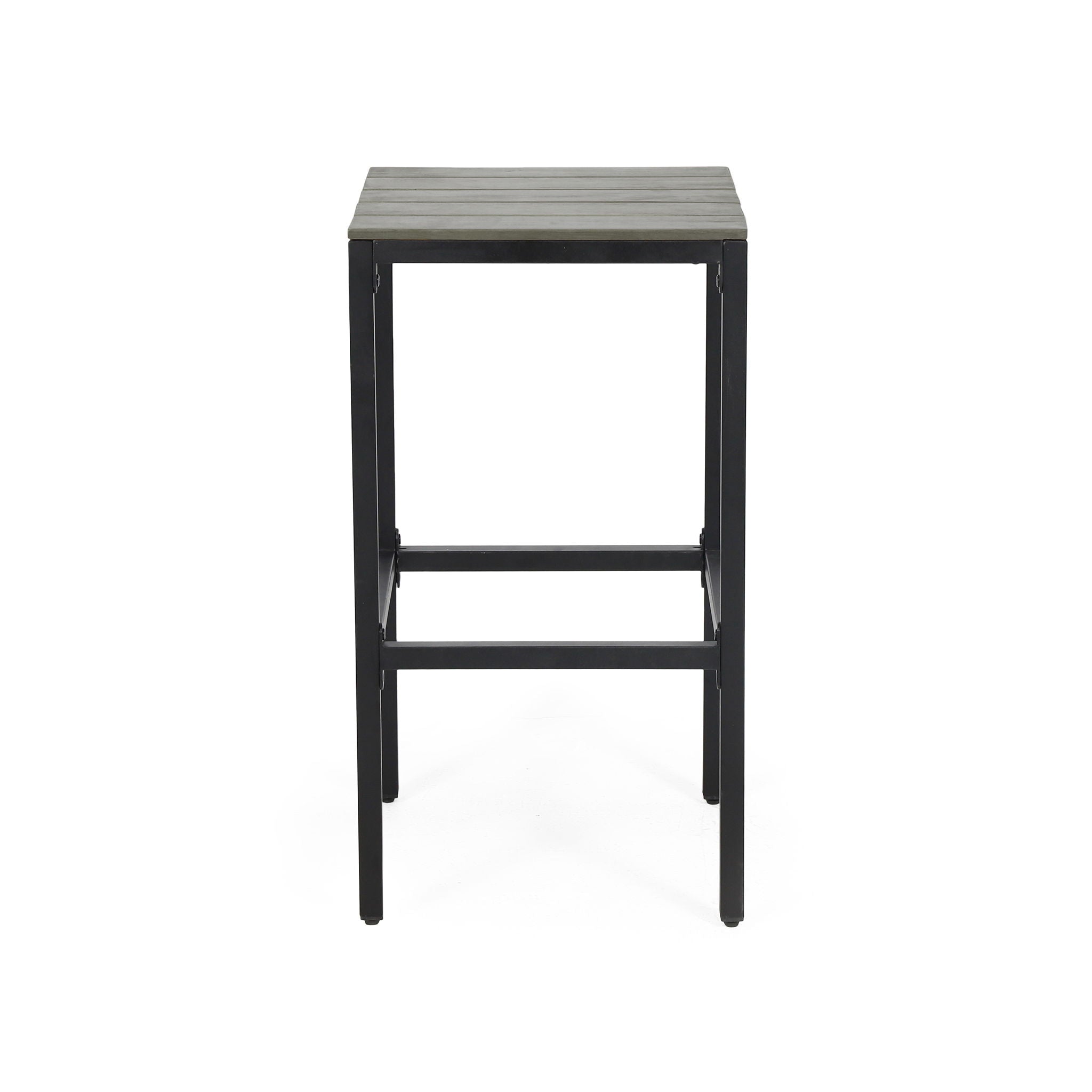 Outdoor Bar Stool With Slat Design And Metal Frame (Set of 2)