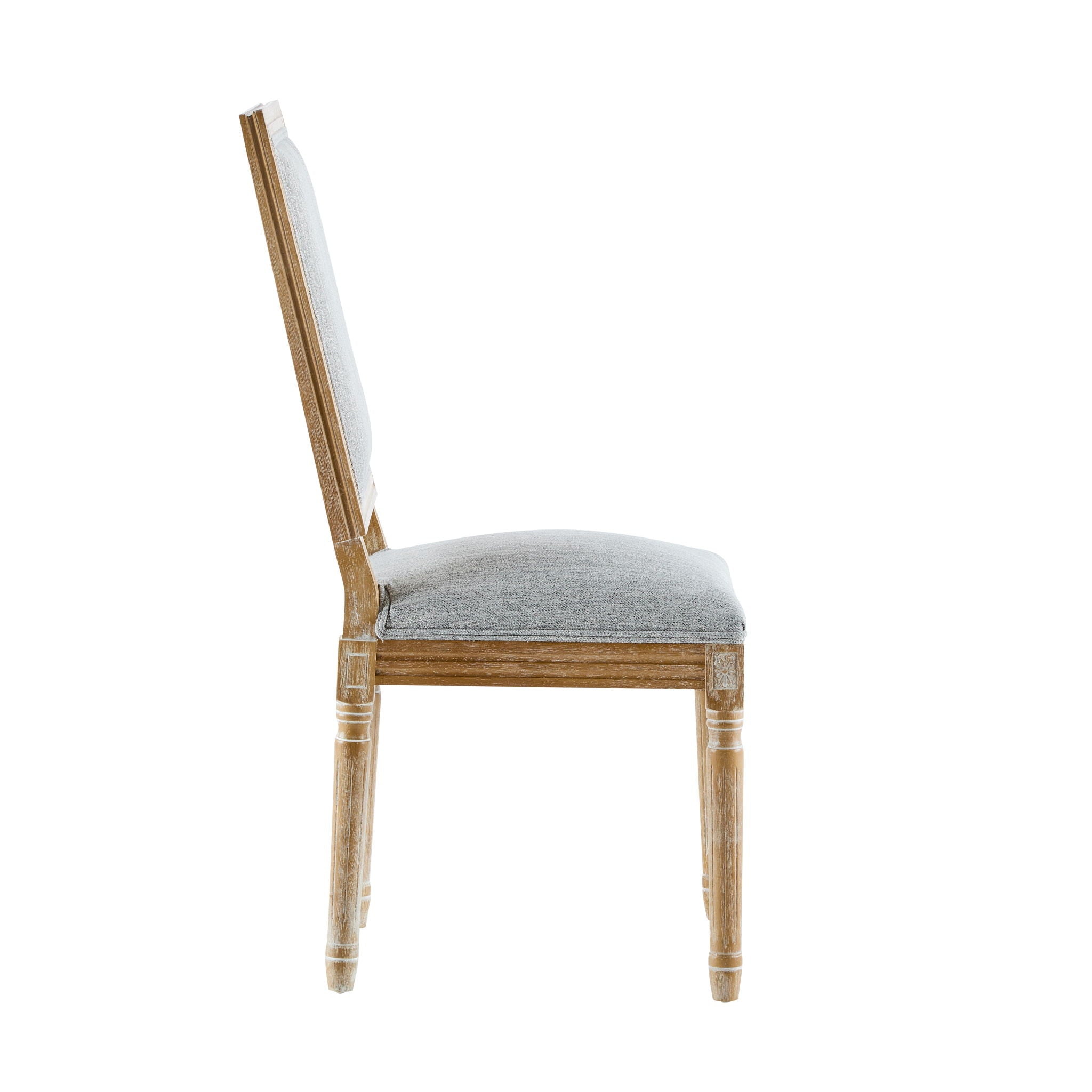 French Country Style Dining Chair With Upholstered Seating And Fluted Legs