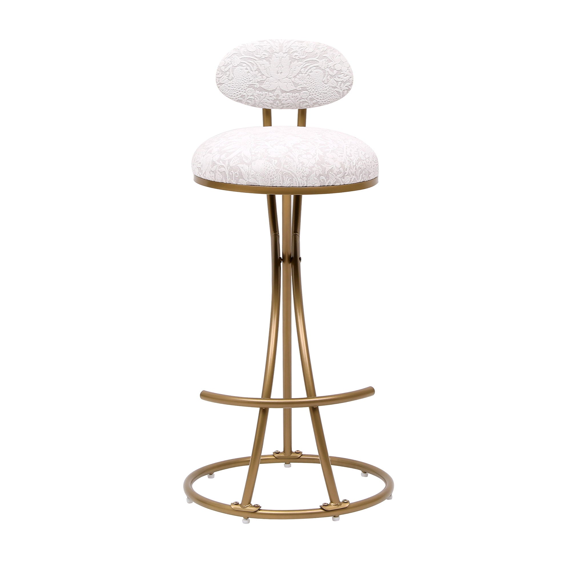 Round Print Bar Stools Upholstered Chairs For Kitchen (Set of 2)