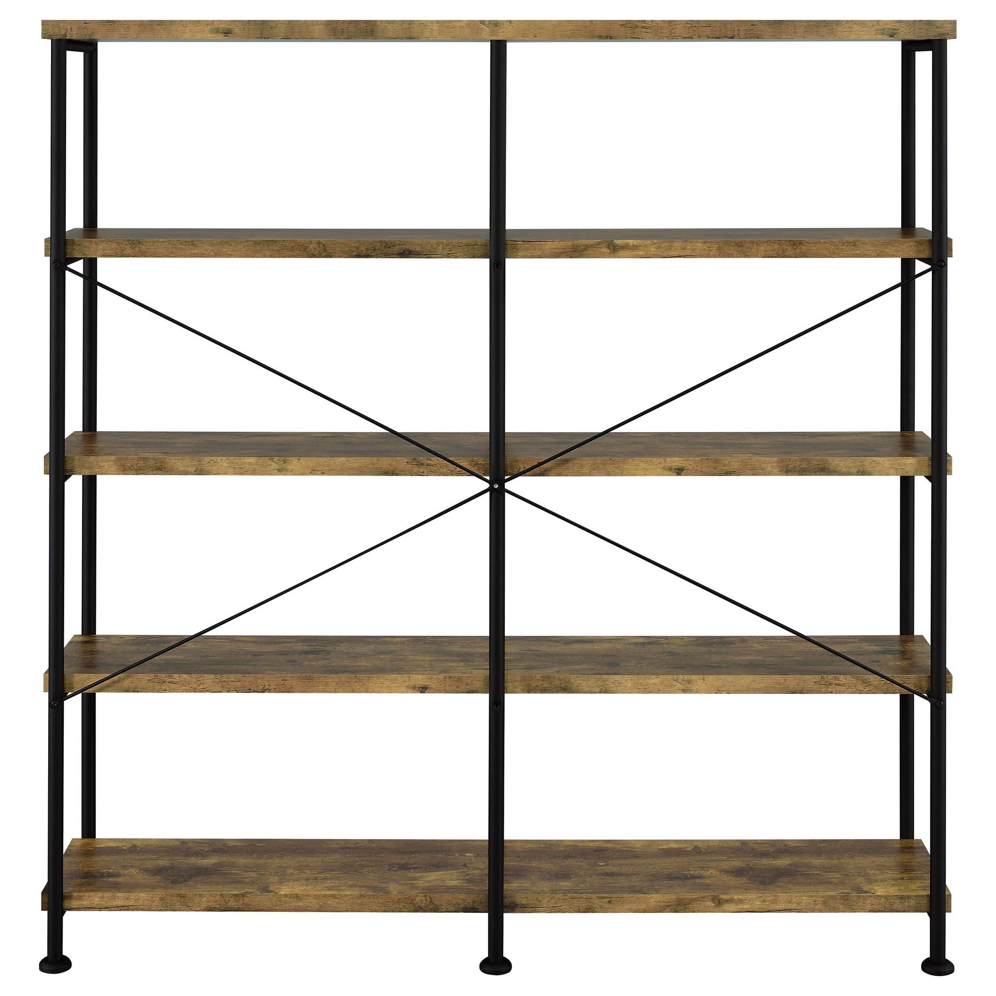 Analiese 63-inch 4-shelf Double Bookshelf Rustic Nutmeg