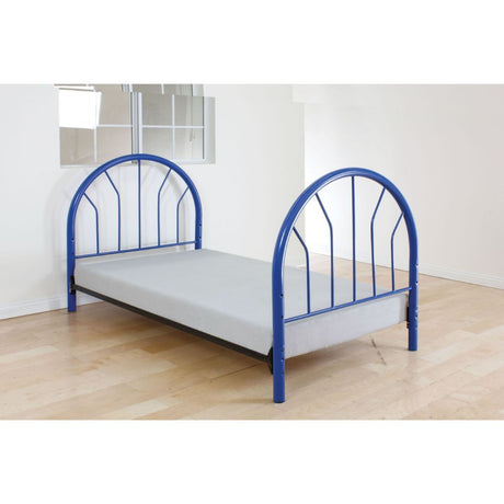 Bring home the Silhouette Collection Bed and let your kids enjoy personal space without compromising on style. Superior quality metal for durability, round fan style headboard and footboard. Frame Rails, and slats not included.