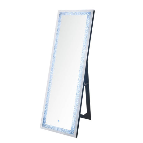 ACME Noralie - Floor Mirror - Mirrored & Faux Diamonds - 60" | Meri Furniture