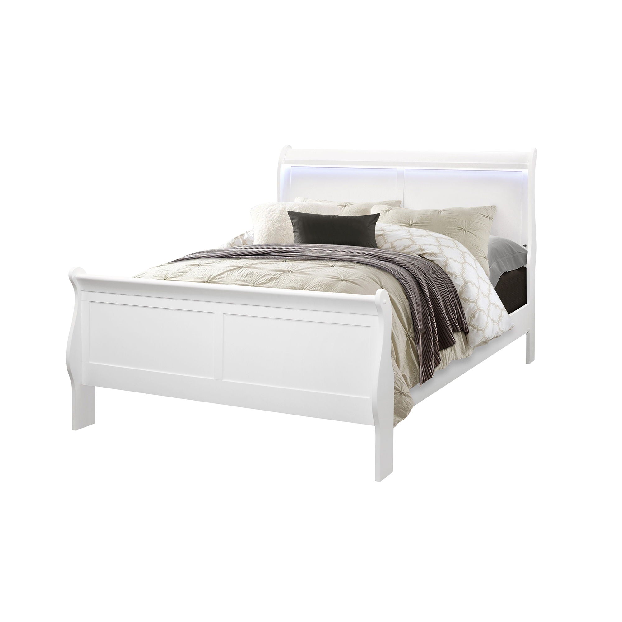 Charlston - Modern Sleigh Design Bed With LED