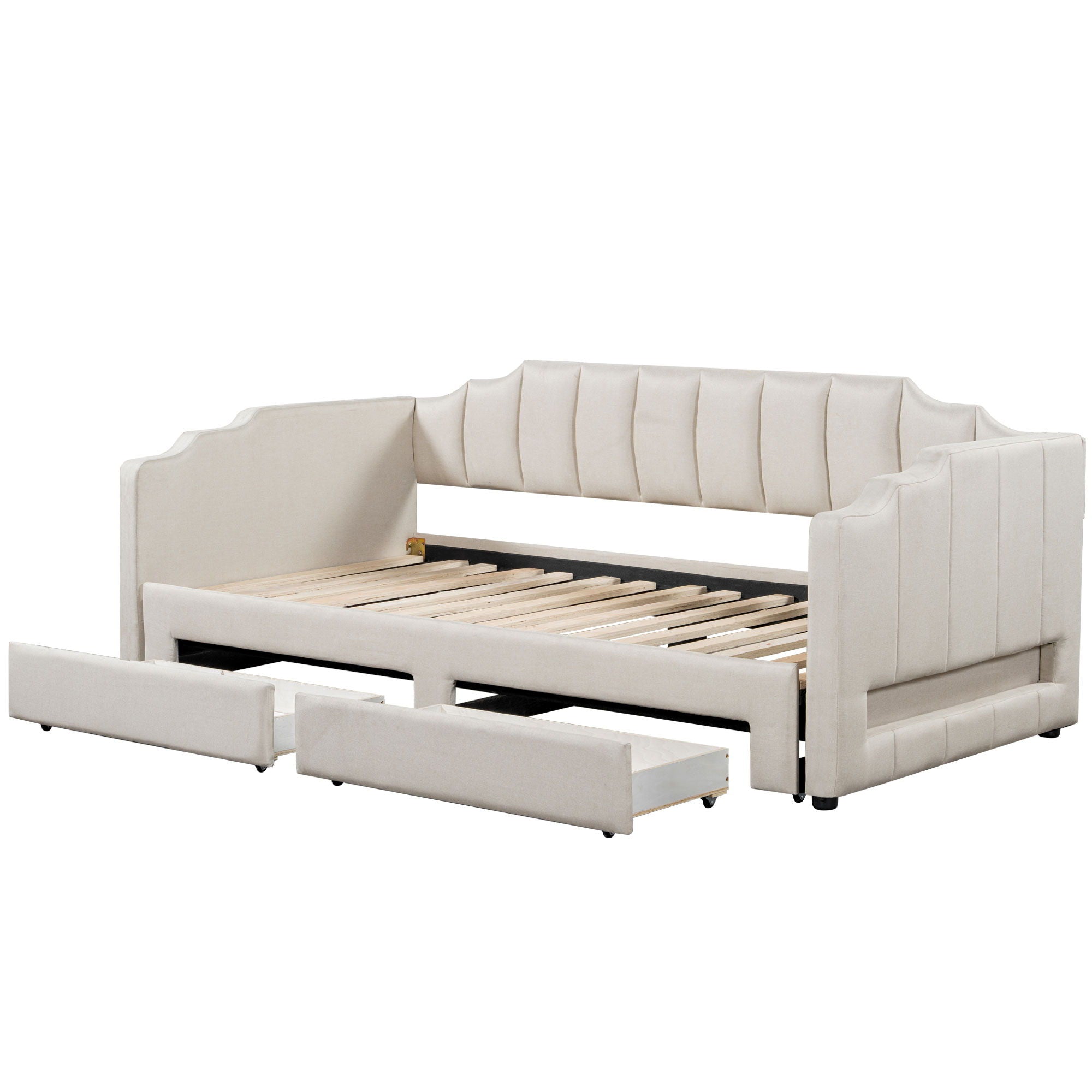 Extendable Daybed With LED Light And 2 Storage Drawers
