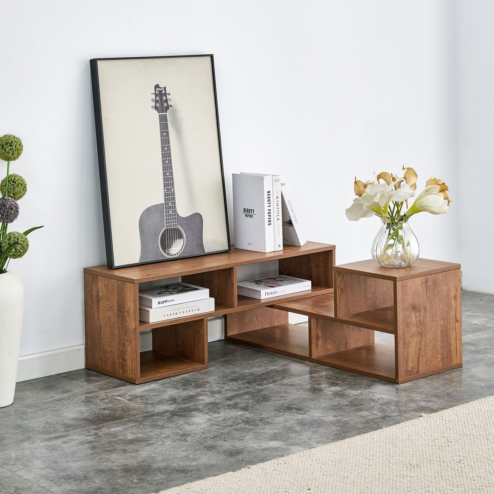 Cube TV Stand With Open Storage And 2 Shelves