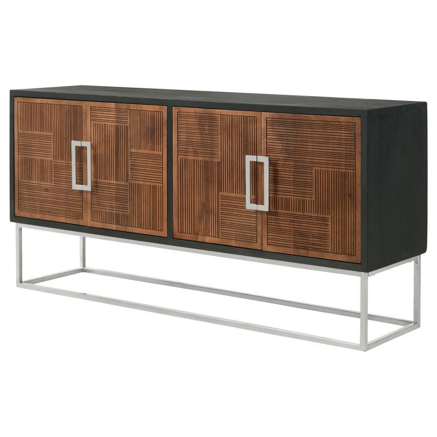 Coaster Fine Furniture Borman - 4 Door Wood Accent Cabinet - Walnut And Black | Meri Furniture