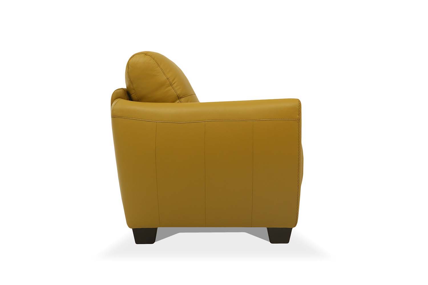 ACME The Valeria sofa set is one you’ll want to spend lots of time in. This beautiful leather sofa features same tone stitching and unique wood block legs. | Meri Furniture