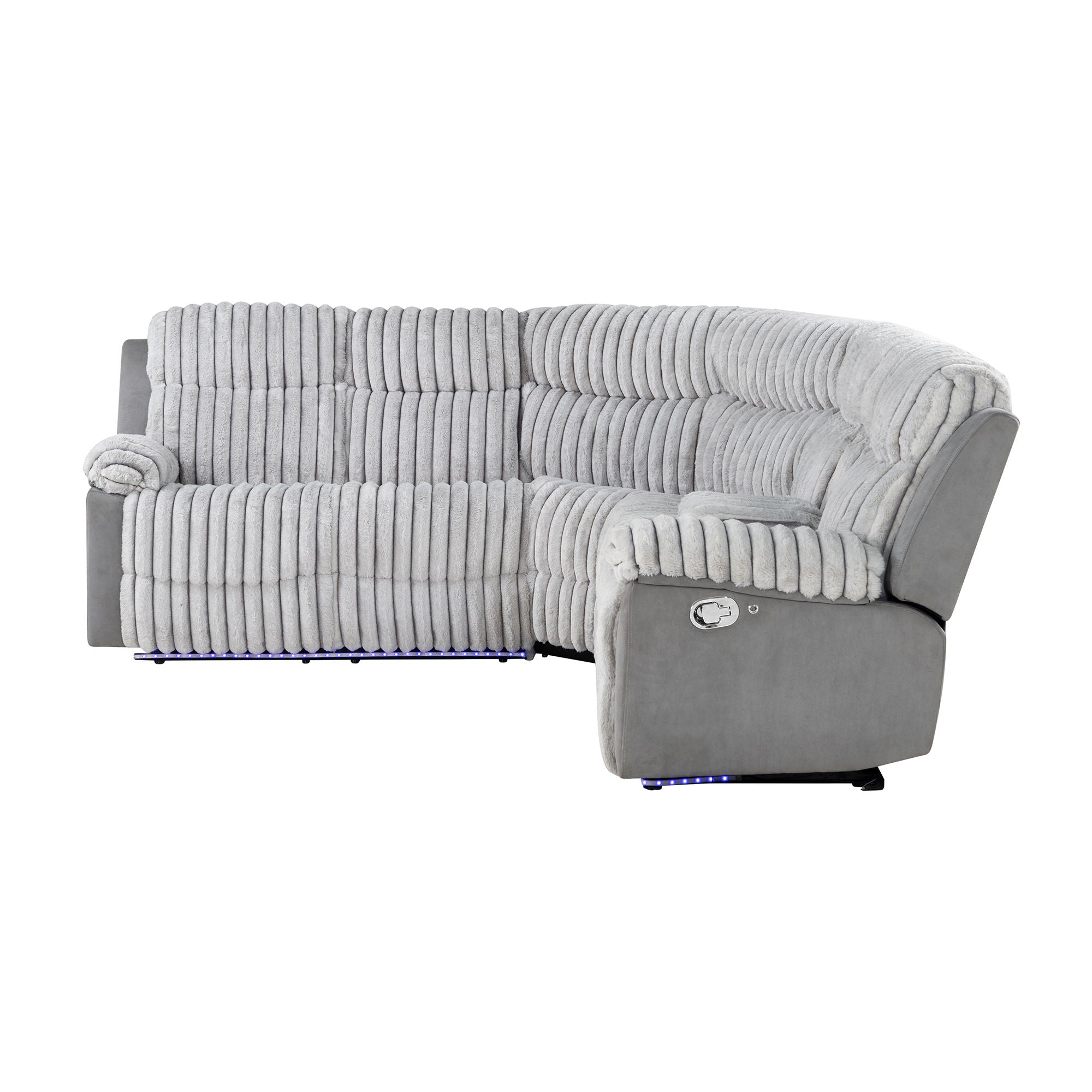 Bruni - Sectional Sofa With LED Lighting And Manual Recline - Gray