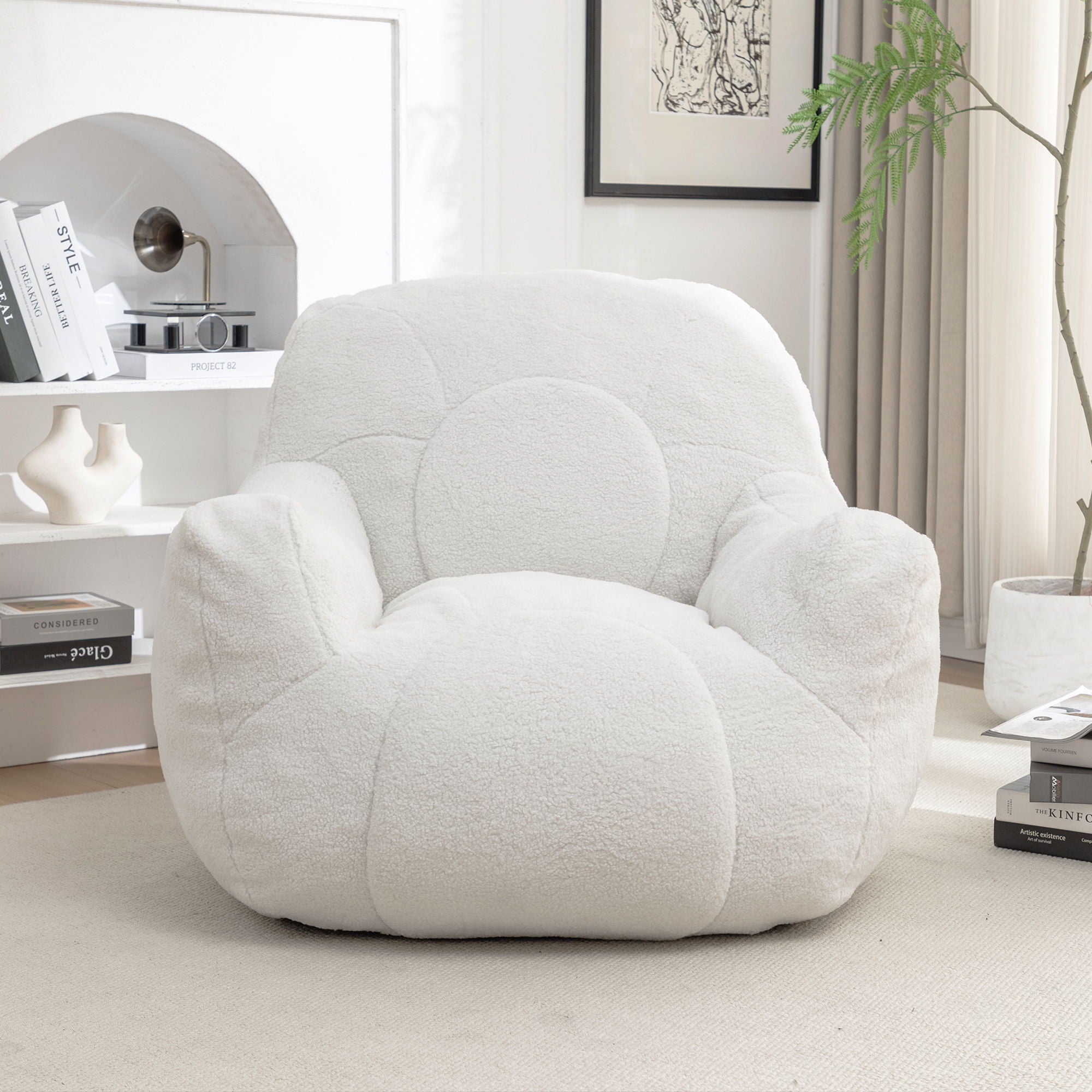 Comfy Bean Bag Chair With Filler, Fluffy And Cozy Seating