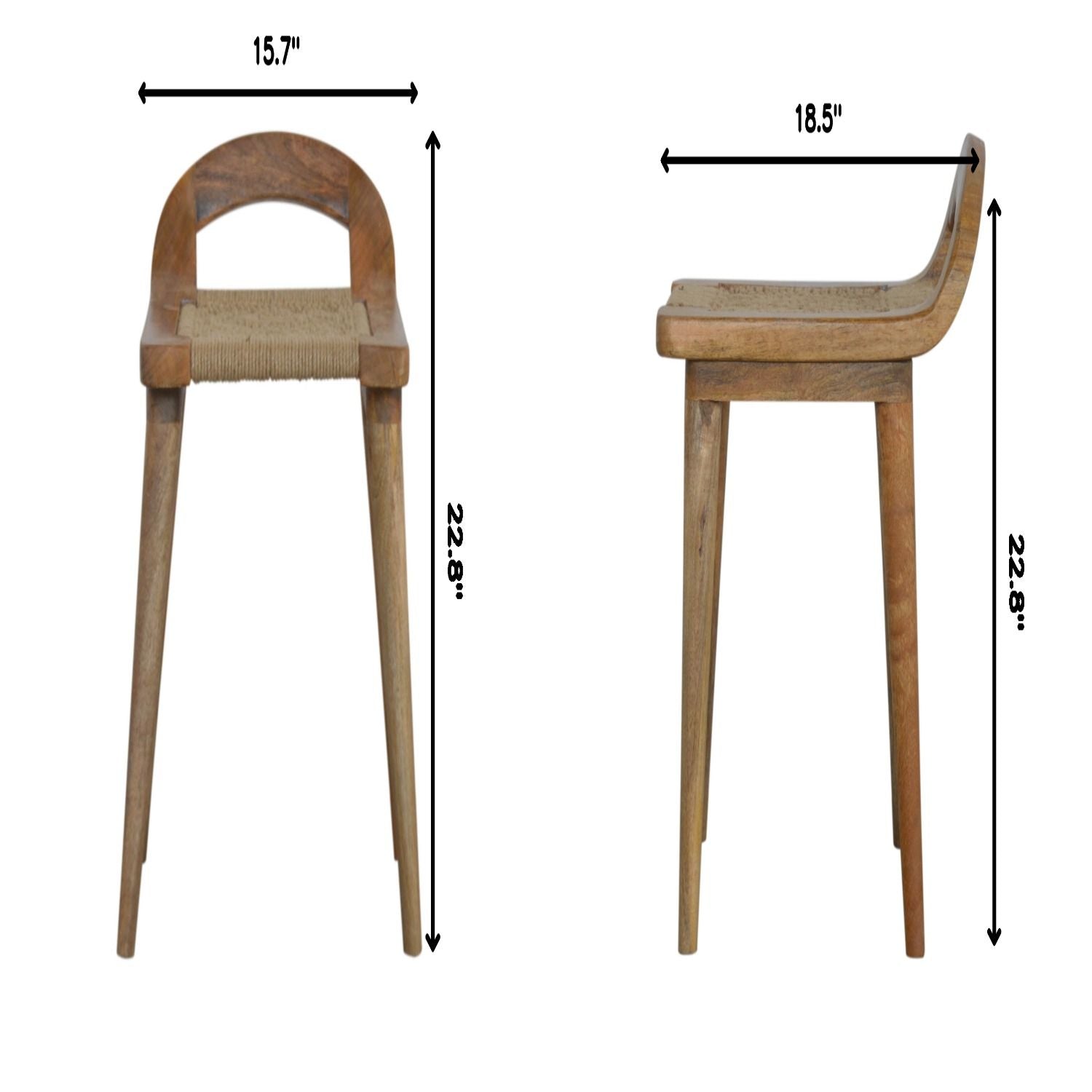 Woven Raised Back Stool - Oak