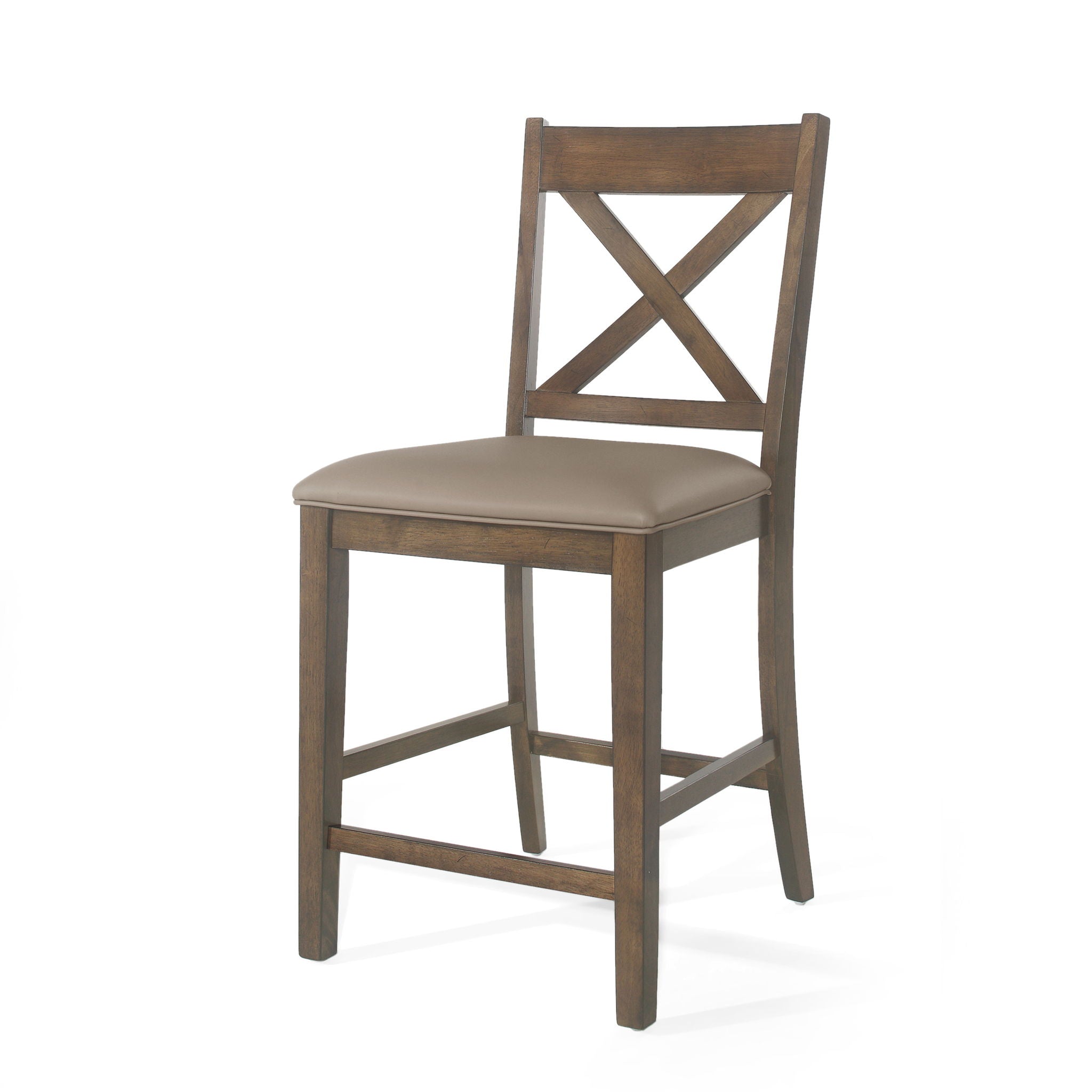 Farmhouse Style Counter Height Chair With Upholstered Seat