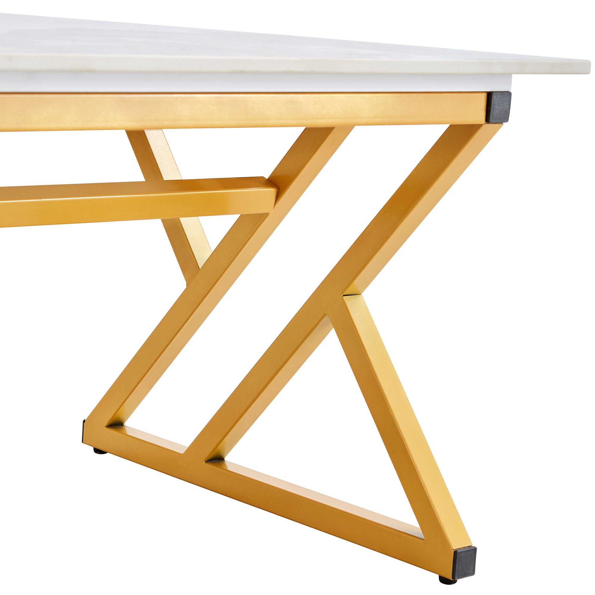 Coffee Table With A Natural And Smooth Marble Pattern On The Surface - Gold