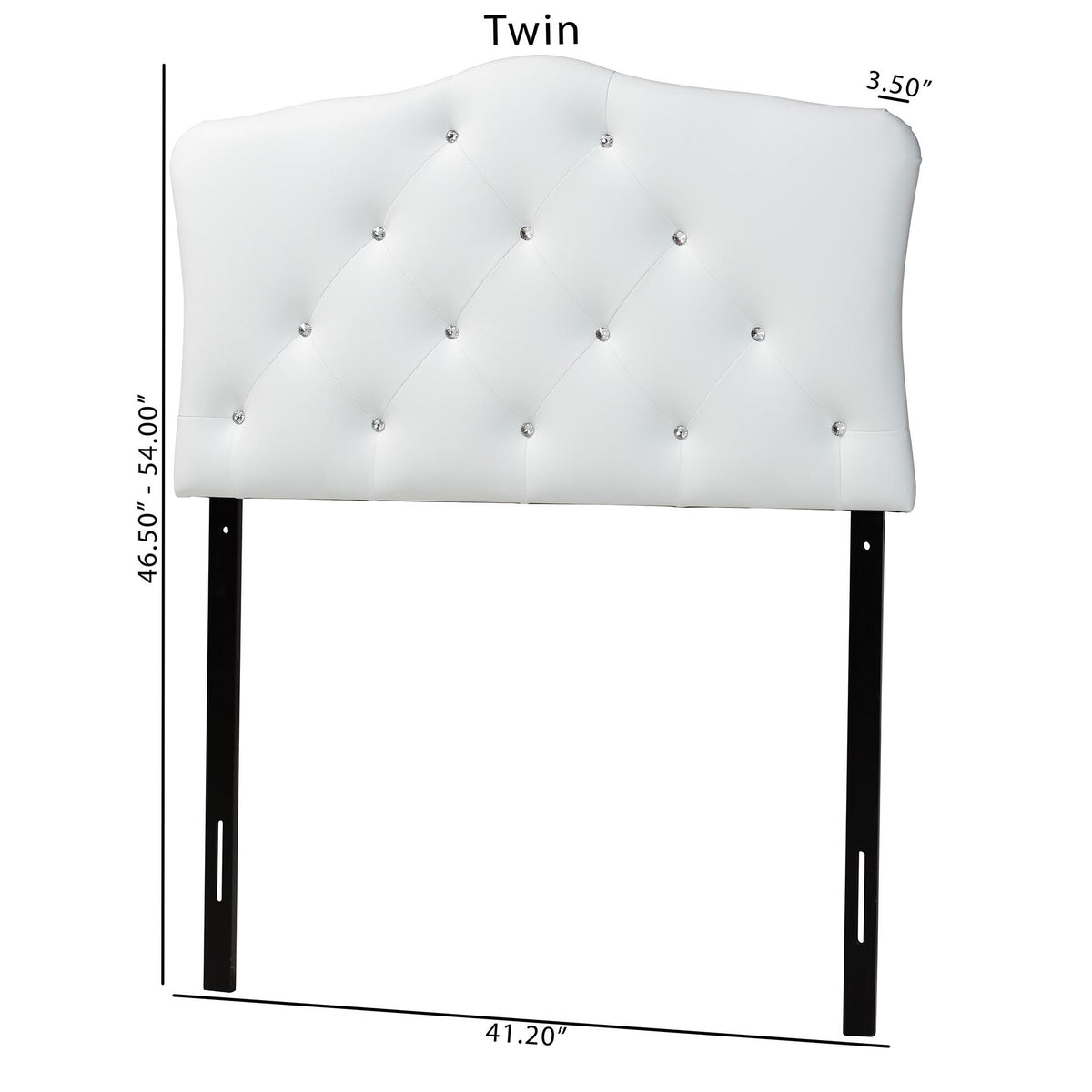 Rita Modern and Contemporary White Faux Leather Upholstered Button-Tufted Scalloped Twin Size Headboard