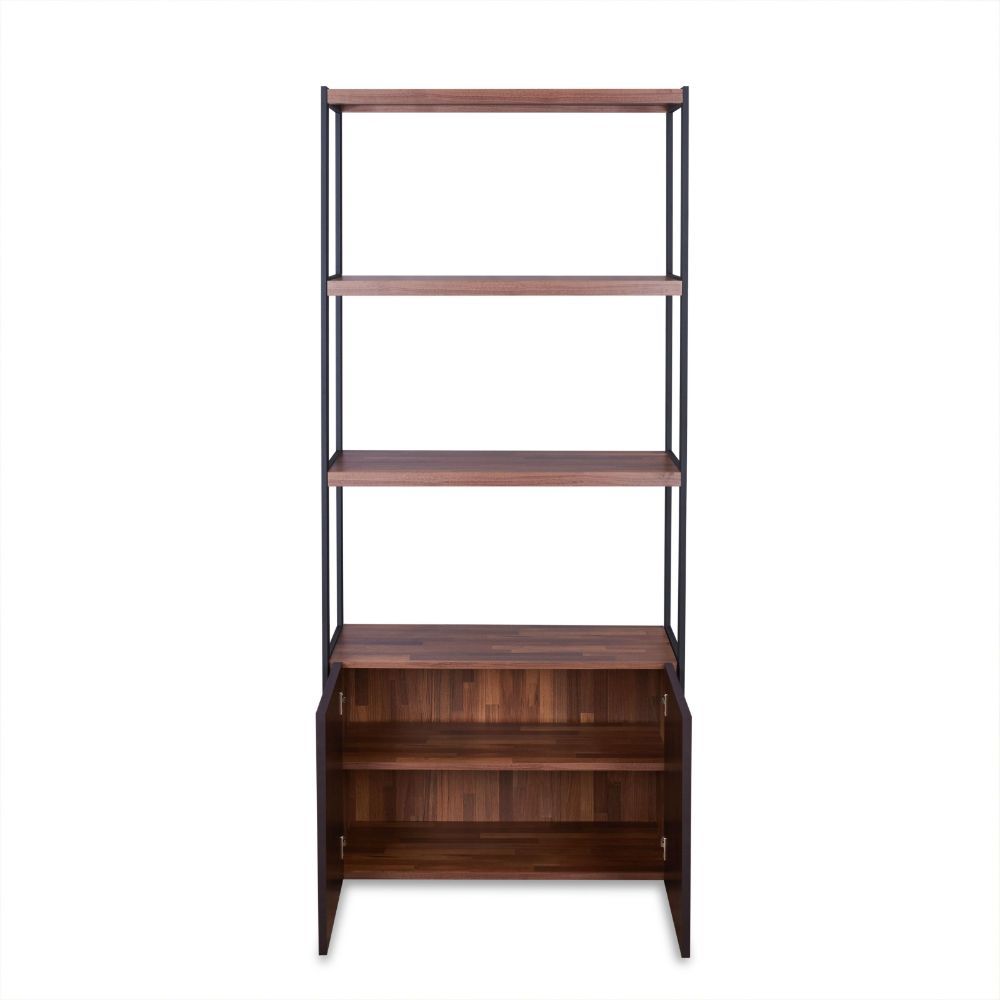 ACME Sara - Bookshelf - Espresso PU, Walnut & Sandy Black | Meri Furniture