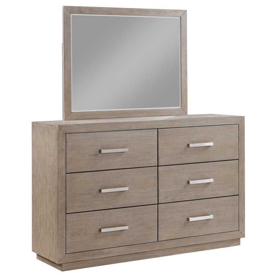 Coaster Fine Furniture Kenora - 6-Drawer Dresser And Mirror - Barley Brown | Meri Furniture