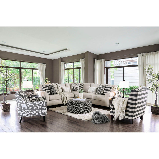 Furniture of America Patricia - Sectional - Ivory | Meri Furniture