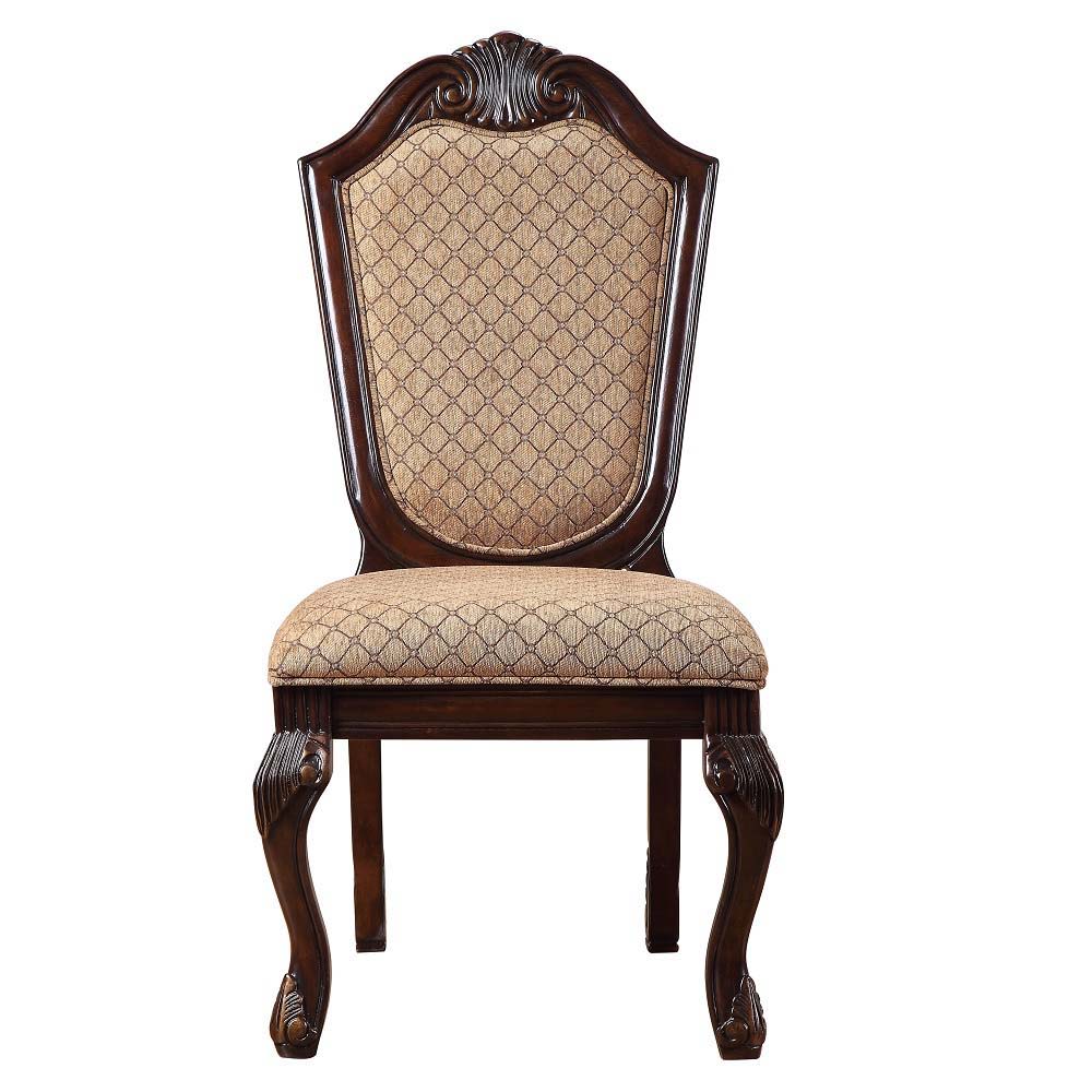 ACME Chateau De Ville - Side Chair (Set of 2) - Fabric & Espresso Finish | Meri Furniture