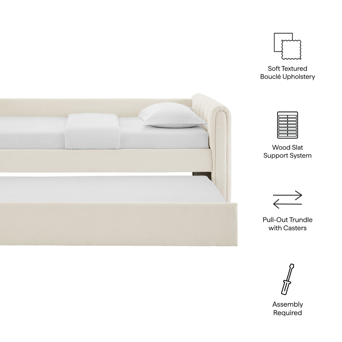 Veyla Channel Tufted Boucle Twin Daybed With Trundle by Modway