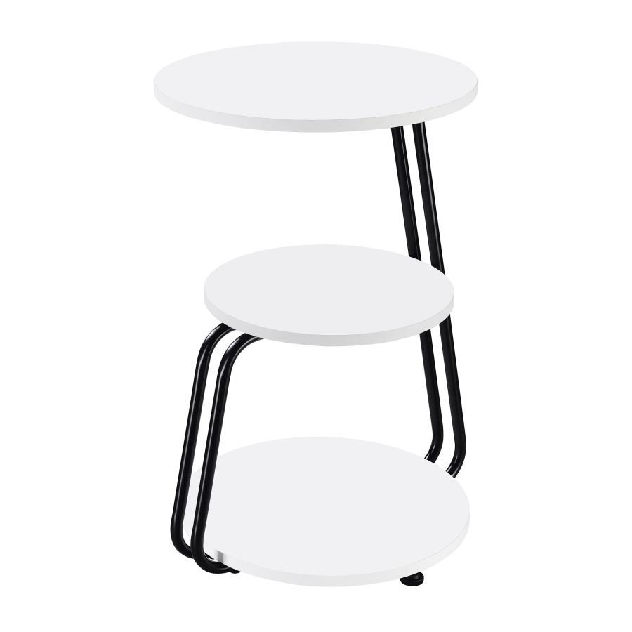 Coaster Fine Furniture Hilly - 3-Tier Round Accent Side Table - White And Black | Meri Furniture