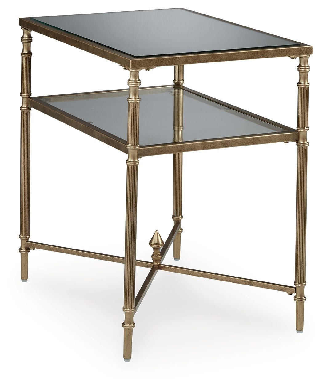 Signature Design by Ashley® Cloverty - Aged Gold Finish - Rectangular End Table | Meri Furniture