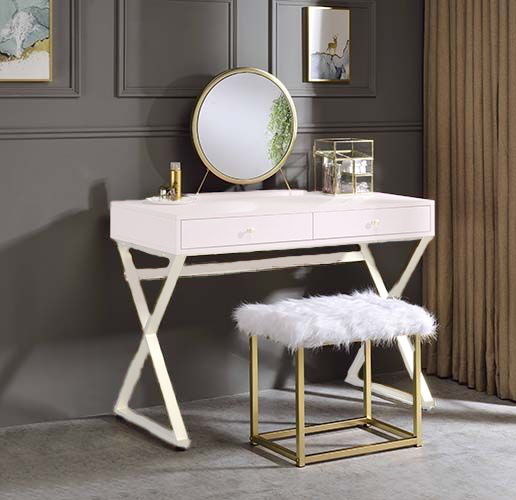 ACME Adao - Vanity Mirror - Faux Fur, Mirror | Meri Furniture