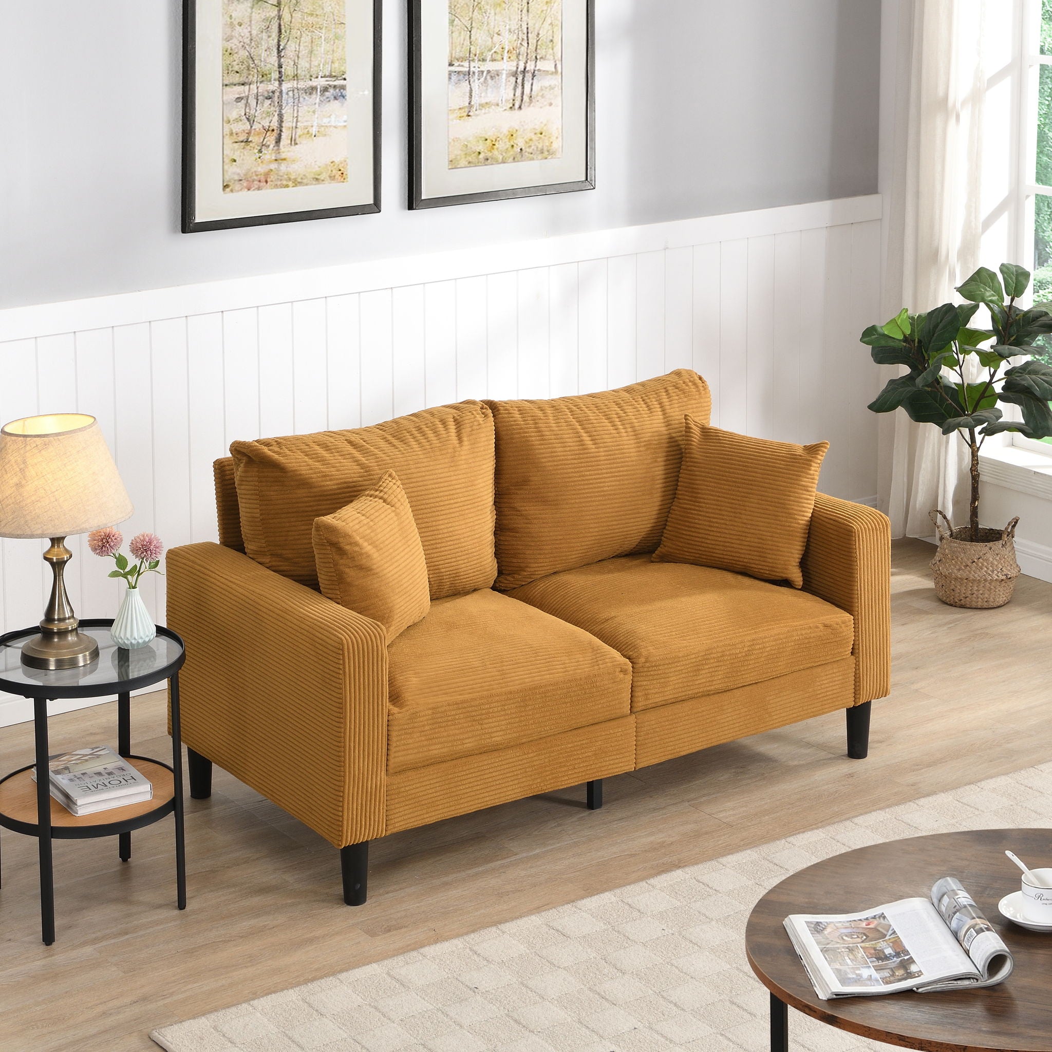 Modern Upholstered Loveseat Sofa, High Resilience