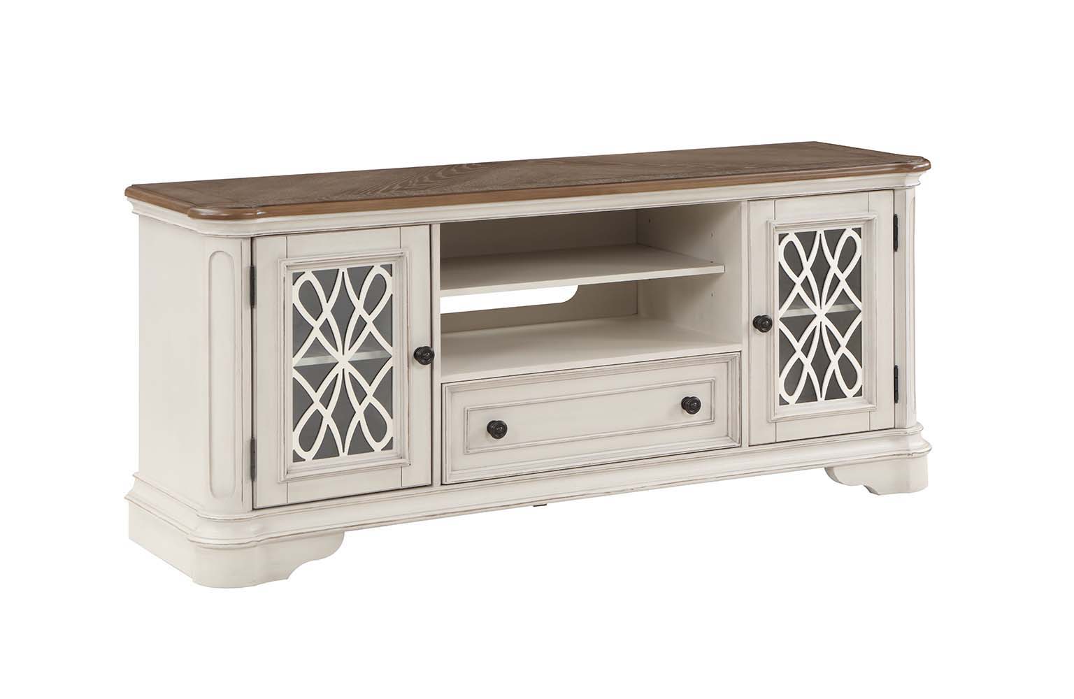 ACME Florian - TV Stand - Oak & Antique White Finish | Meri Furniture