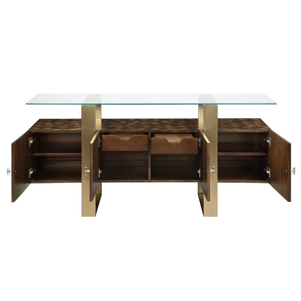 ACME Mabyn - Console Cabinet - Brass & Antique Brown | Meri Furniture