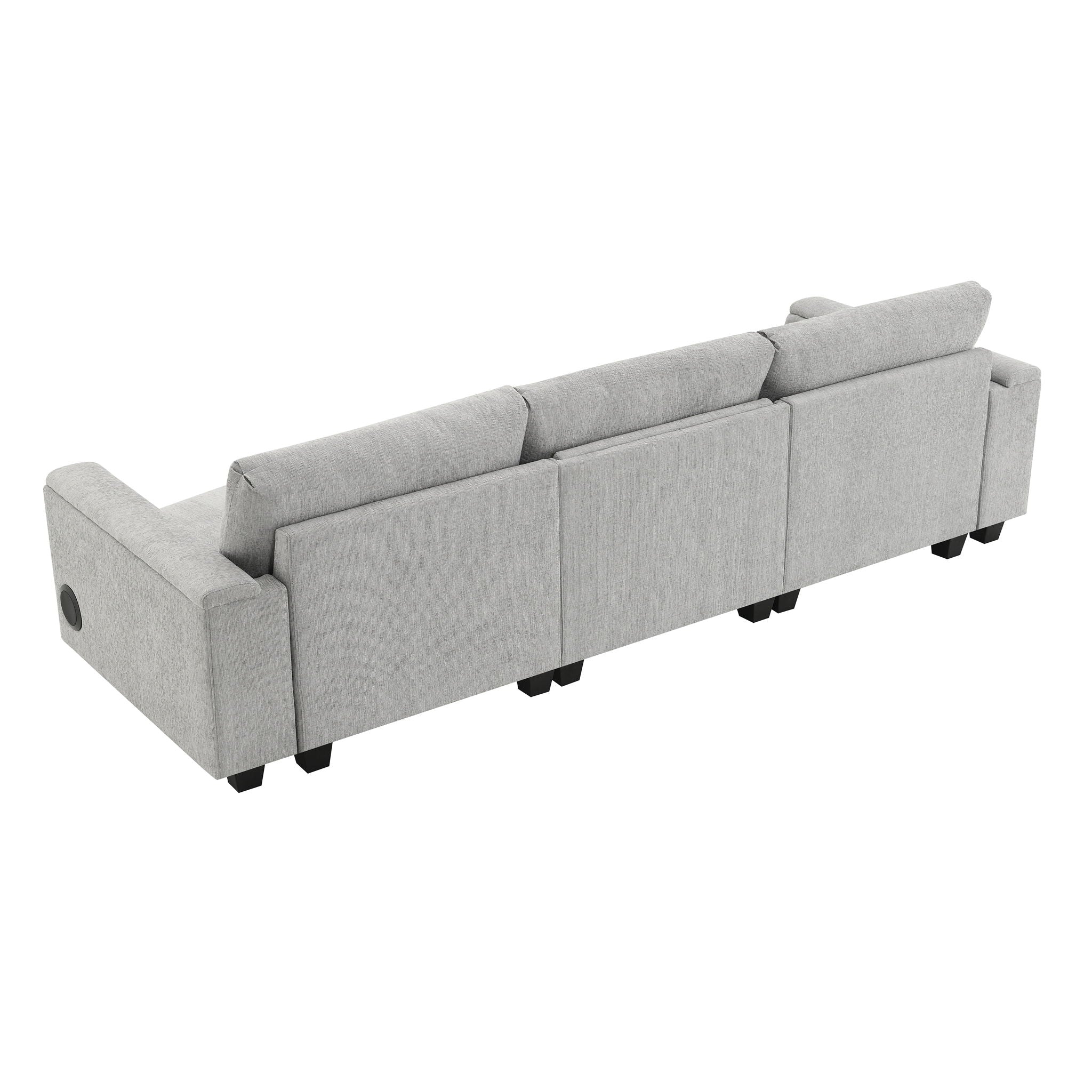 Sectional With Bluetooth Speaker Comfy Cloud Couch Set With Drop Down Table Cup Holders, USB Charger Storage Armrest Wide Seat Sofa