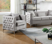 Bayberry 34"W Gray Velvet Chair with 1 Pillow