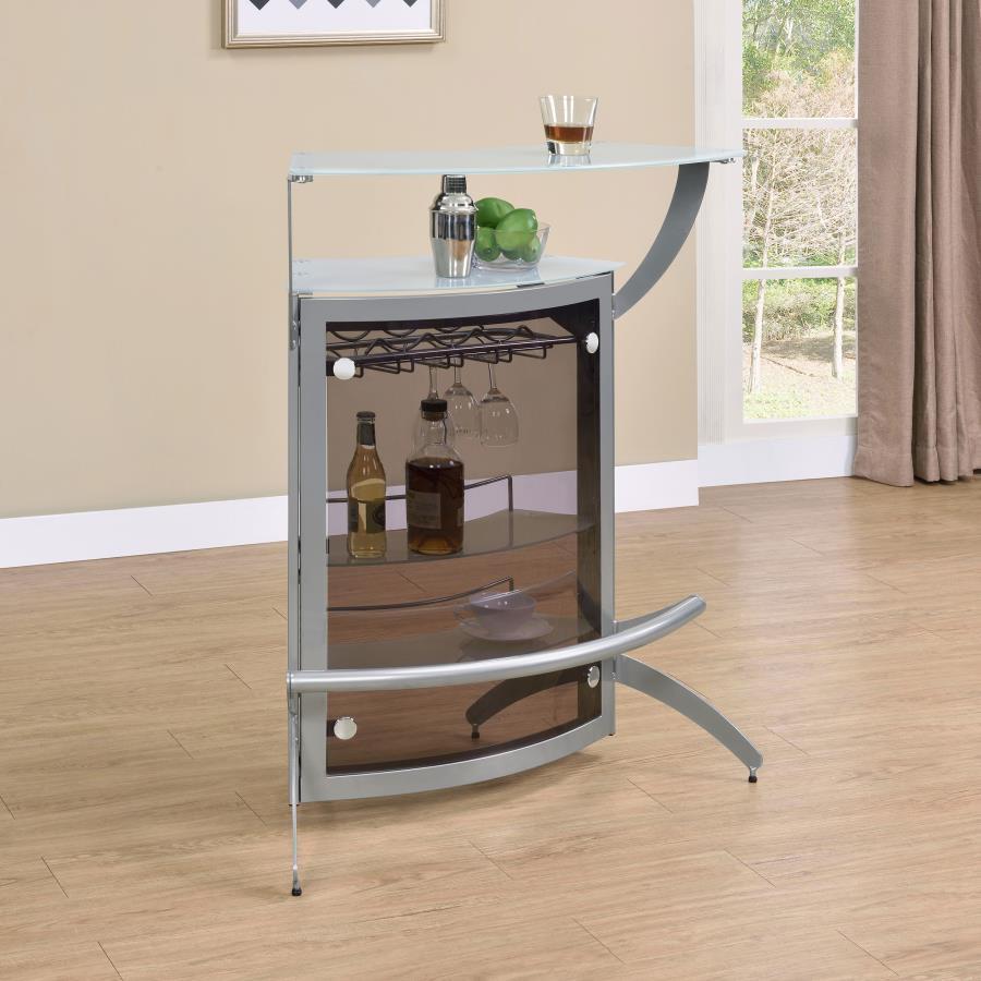 Coaster Fine Furniture Dallas - 2-Shelf Curved Freestanding Home Bar Cabinet | Meri Furniture