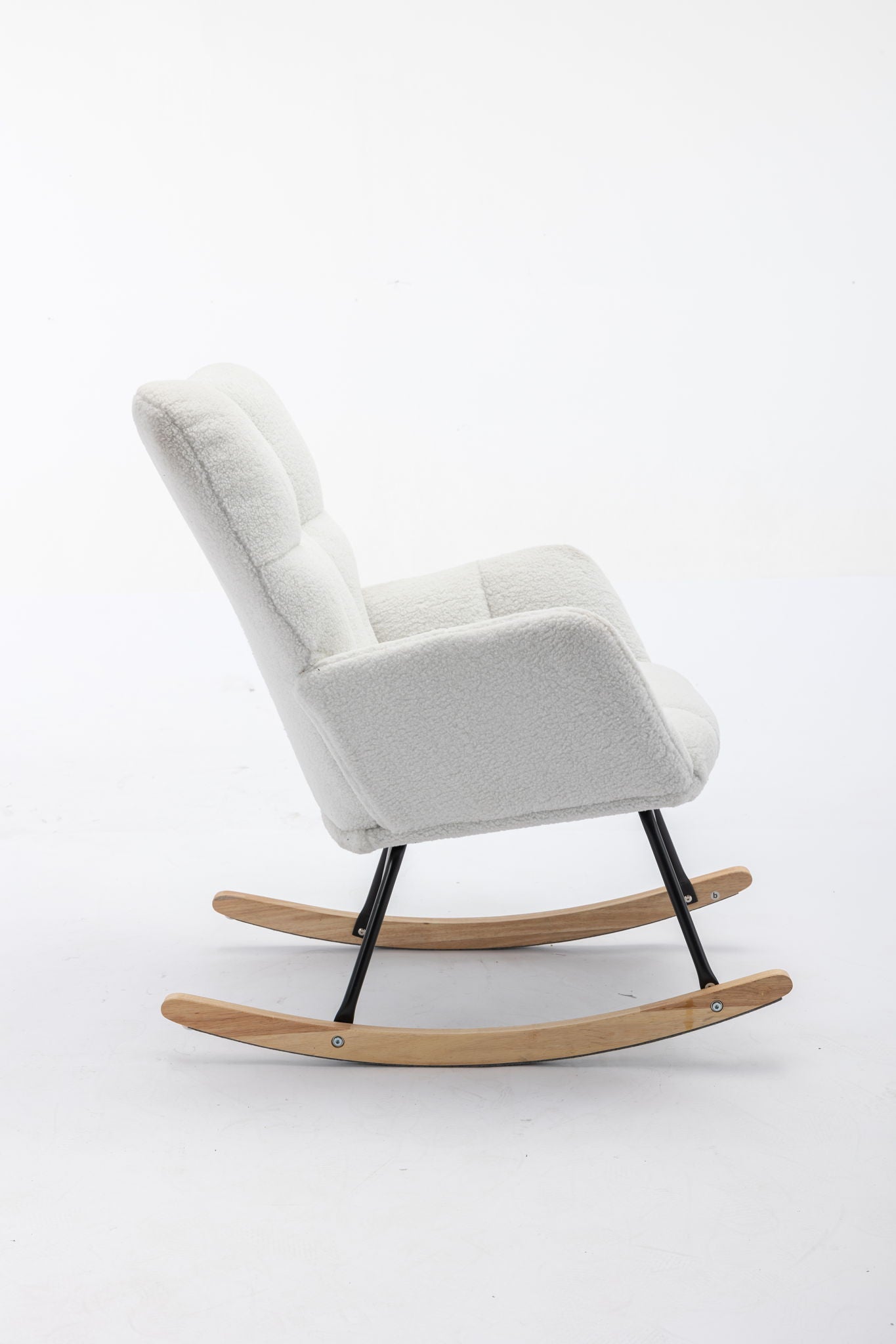 Teddy Fabric Rocking Gilder Nursery Chair For Living Room Indoor - Ivory