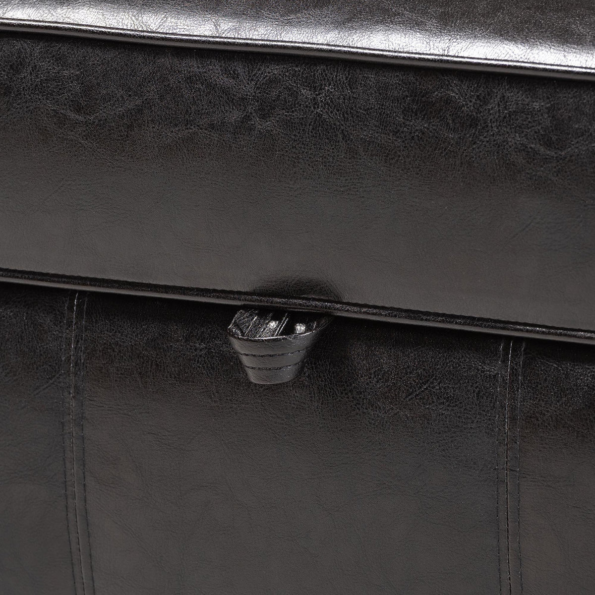 Agustus Brown Leather Storage Ottoman