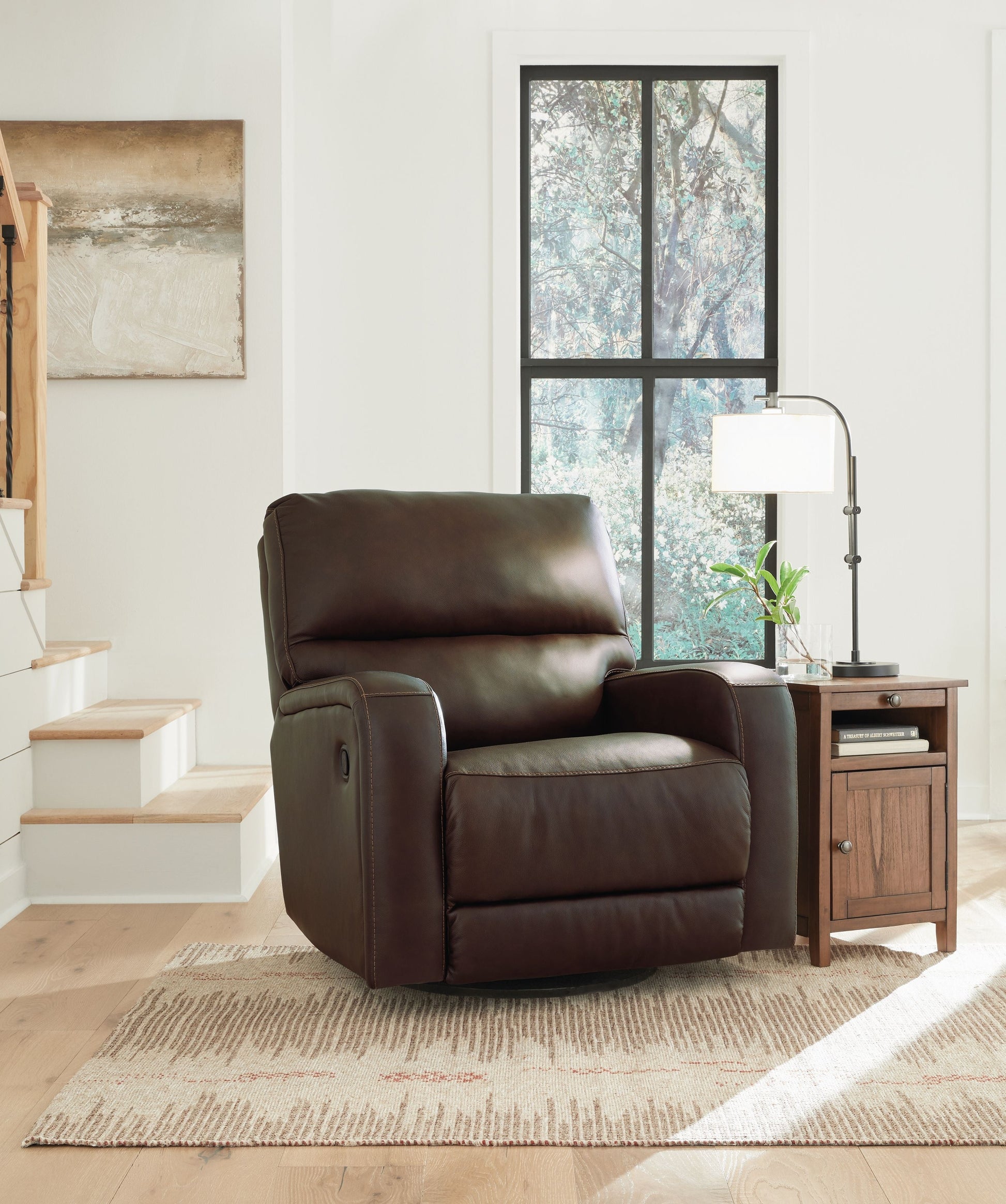 Signature Design by Ashley® Emberla - Coffee - Swivel Glider Recliner | Meri Furniture