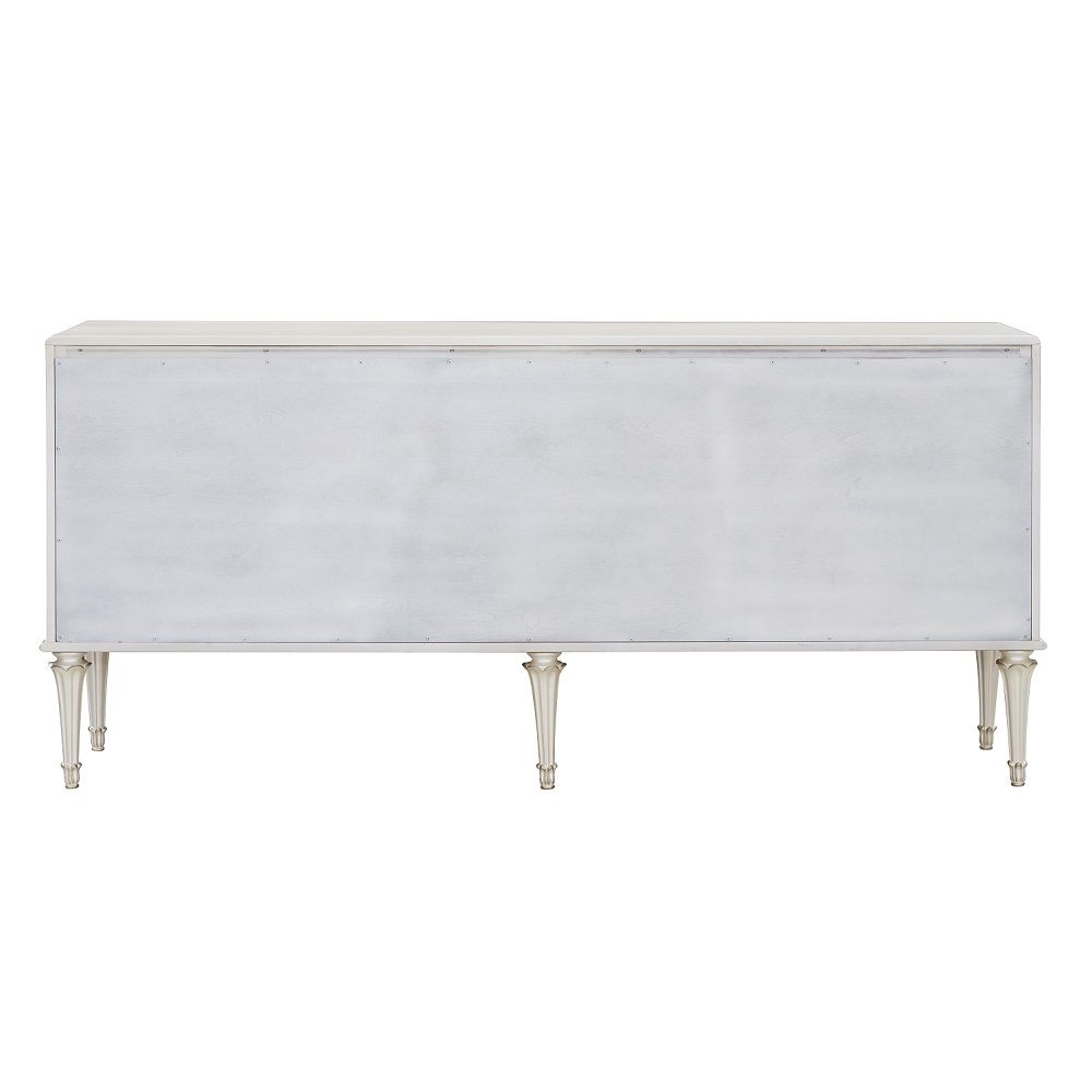 ACME Ansaldo - Console Cabinet - Pearl White & Silver Shimmer | Meri Furniture