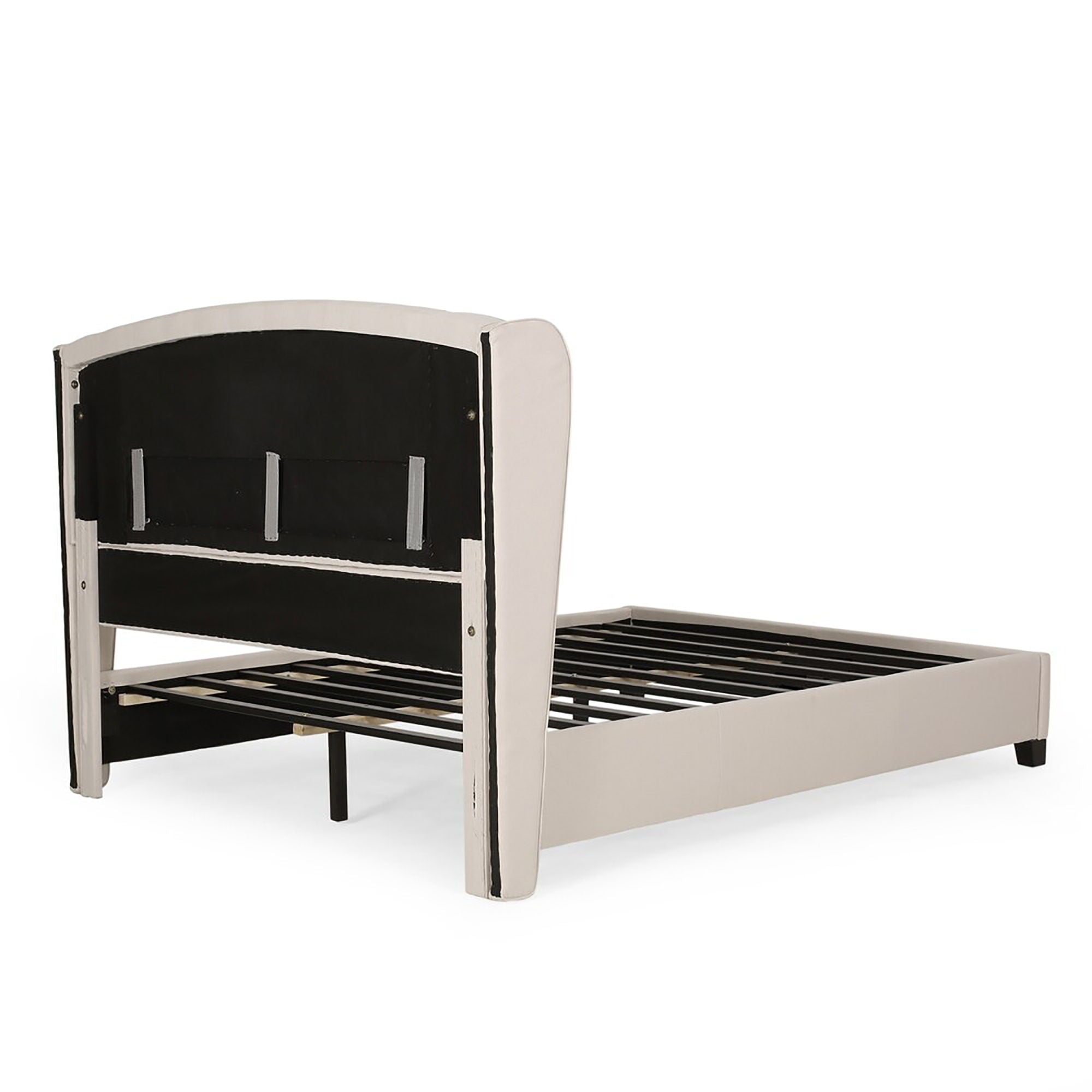 Twilight Fully Upholstered Fabric Wingback Queen Bed - Ivory