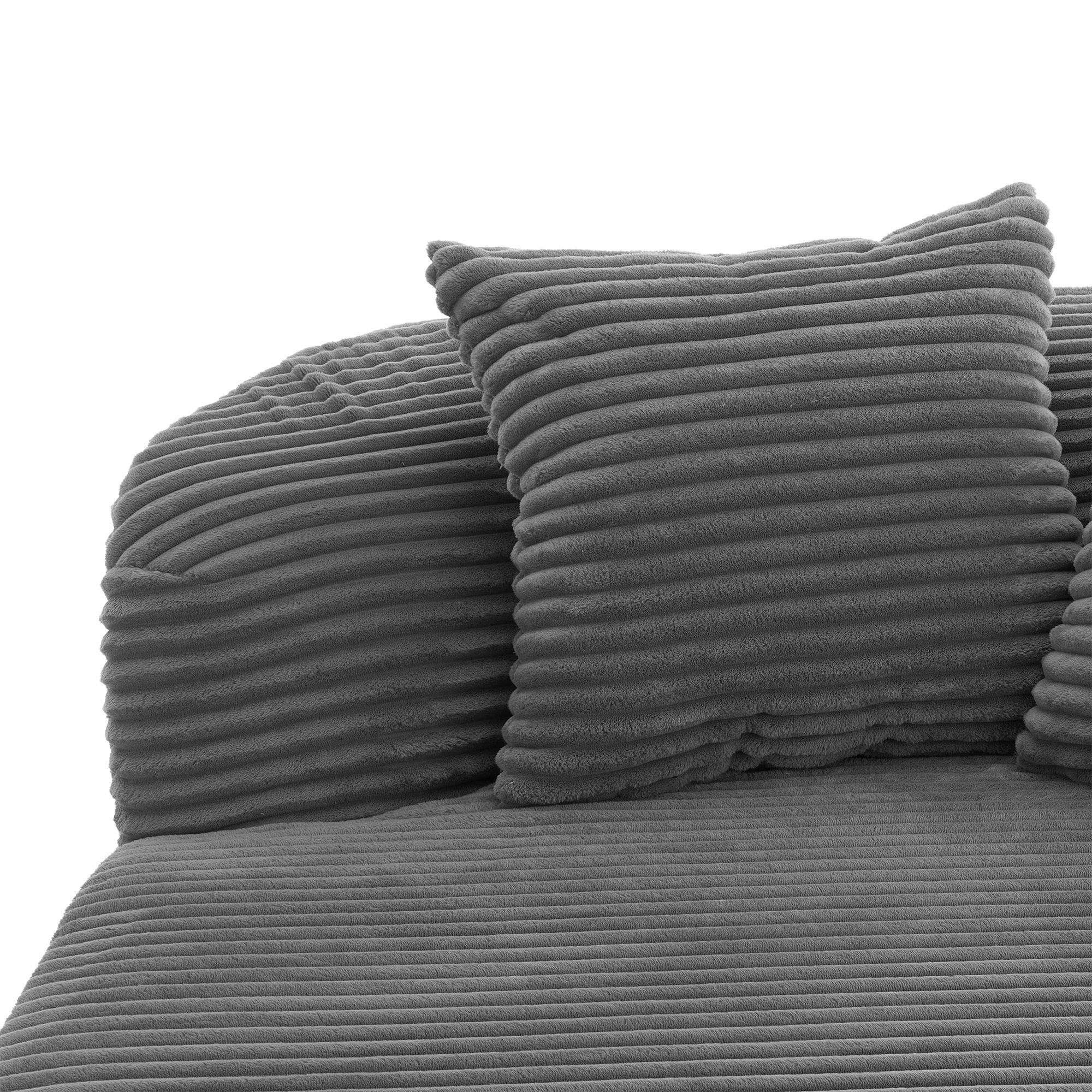 Modern Chaise Lounge Sofa Boneless Couch With Supportive Pillows