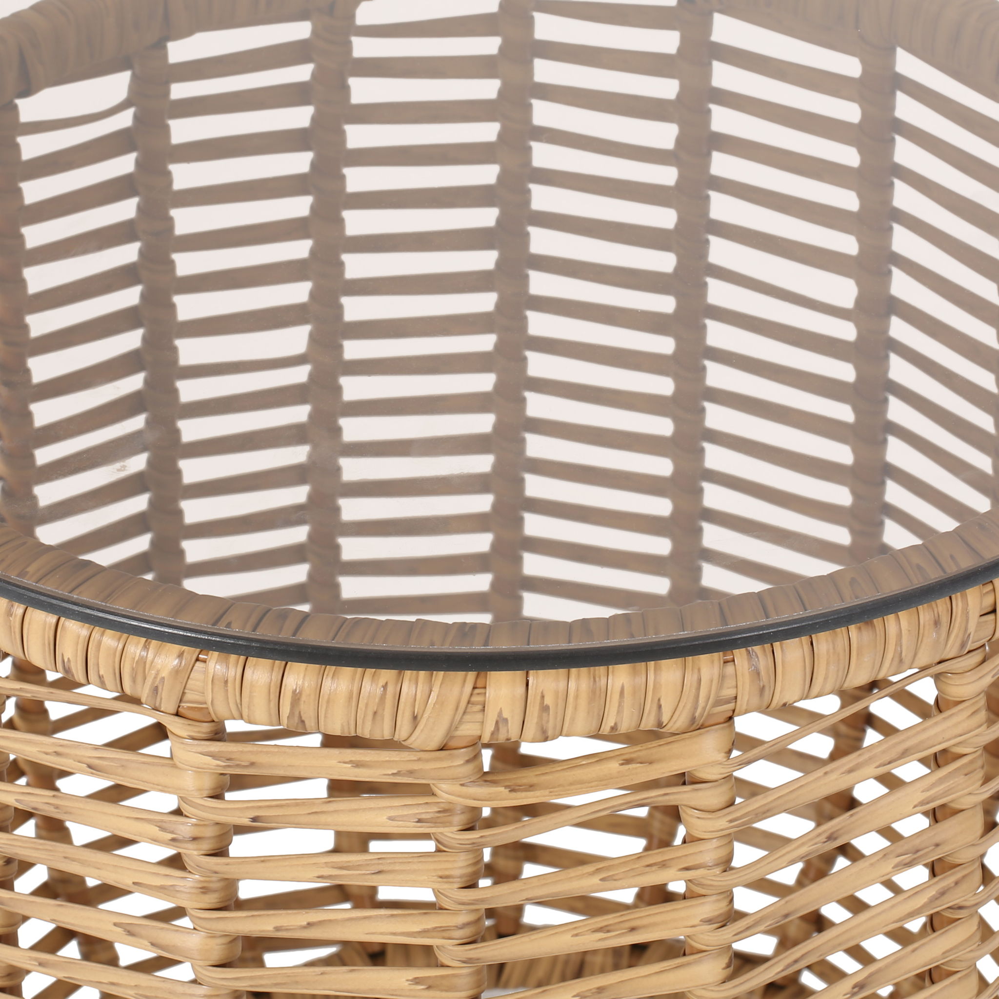 Boho Arias - Side Table With Tempered Glass Top And Rattan Wrap