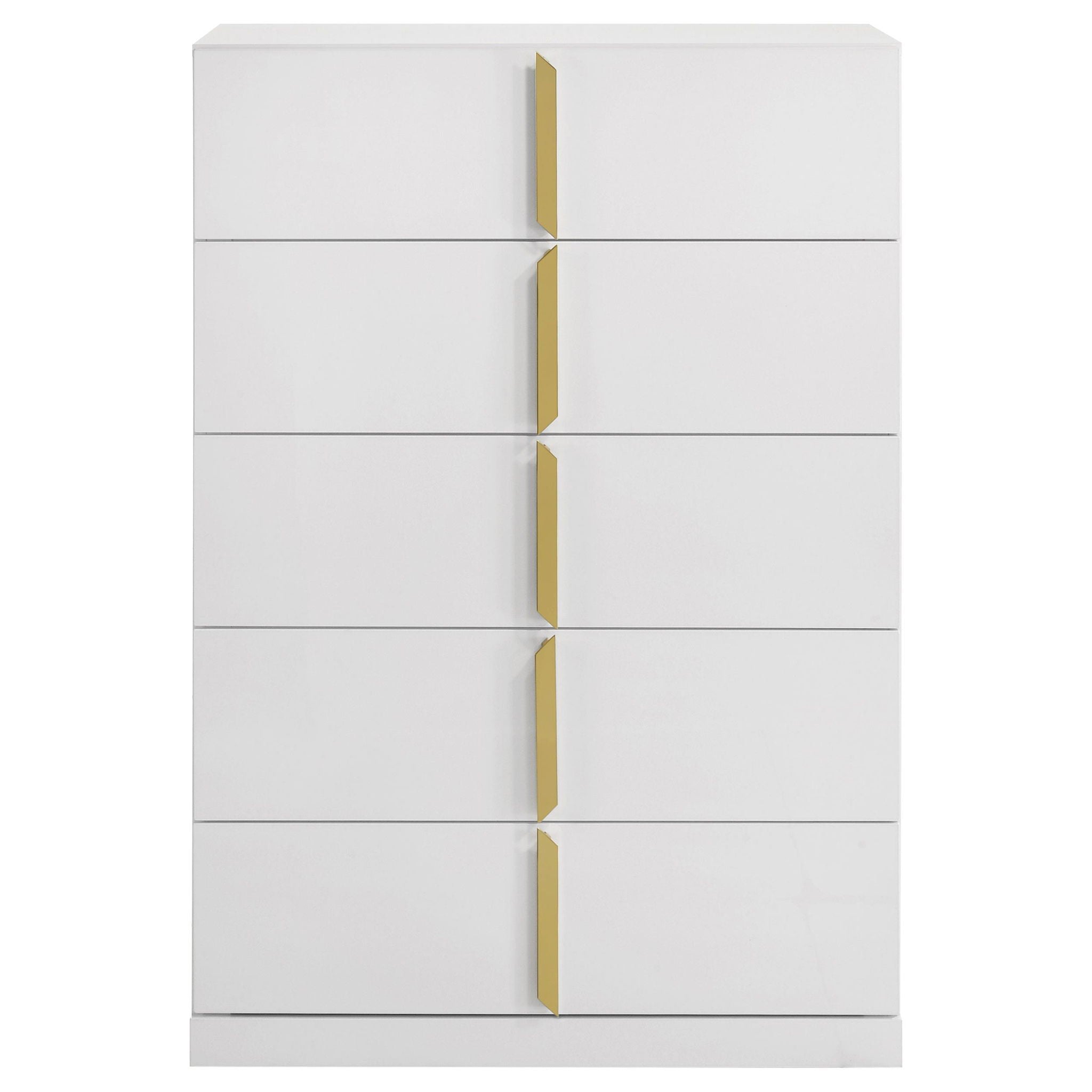 Ines 5-drawer Bedroom Chest of Drawers White High Gloss