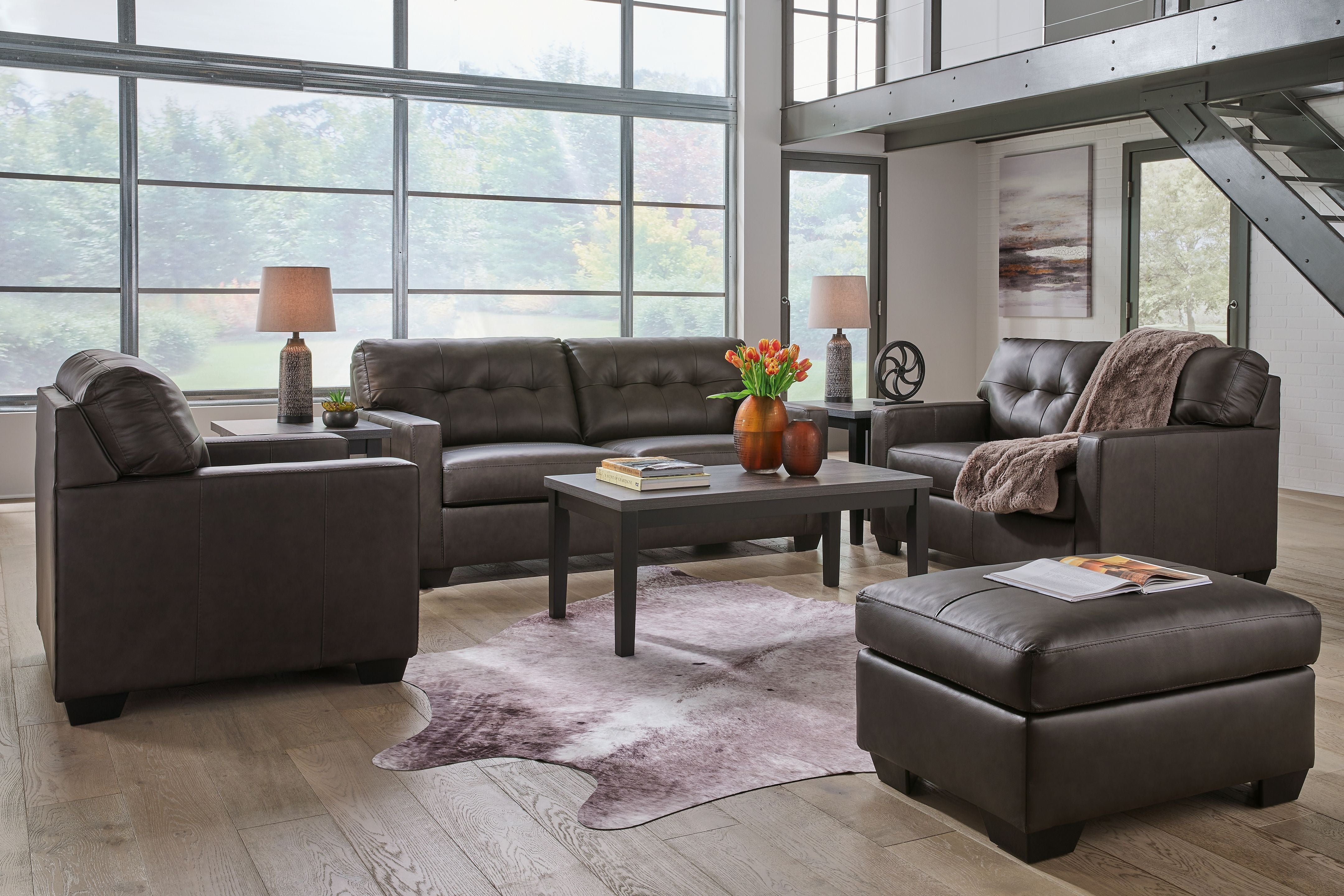 Signature Design by Ashley® Belziani - Storm - 4 Pc. - Sofa, Loveseat, Chair And A Half, Ottoman | Meri Furniture