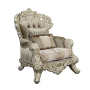 ACME Sorina - Chair - Velvet, Fabric & Antique Gold Finish | Meri Furniture