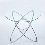 Metal Leg Dining Table With Tempered Glass Top