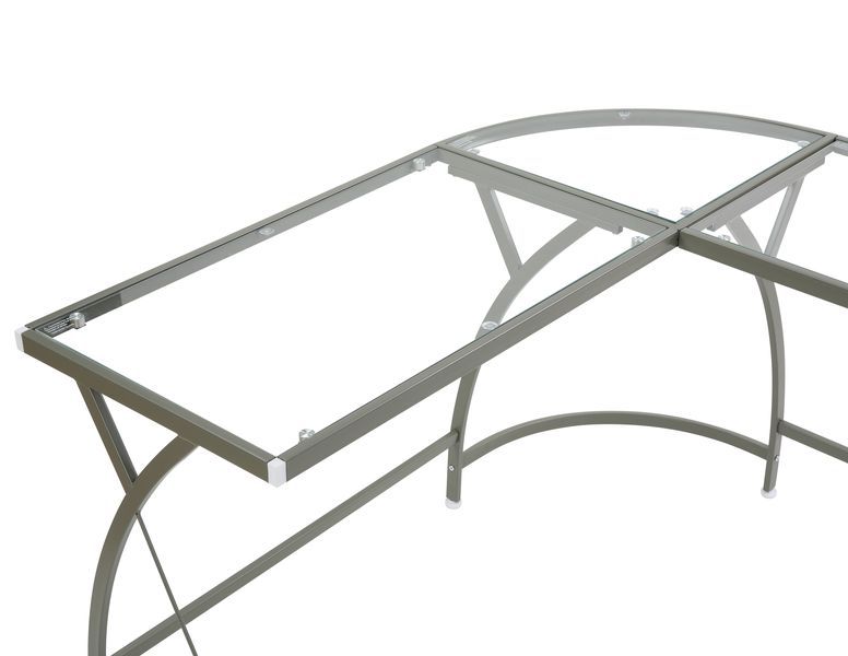 Corner Computer Desk Orientation: "L" Shape Metal Frame BaseRectangular Table Top w/Tempered Glass